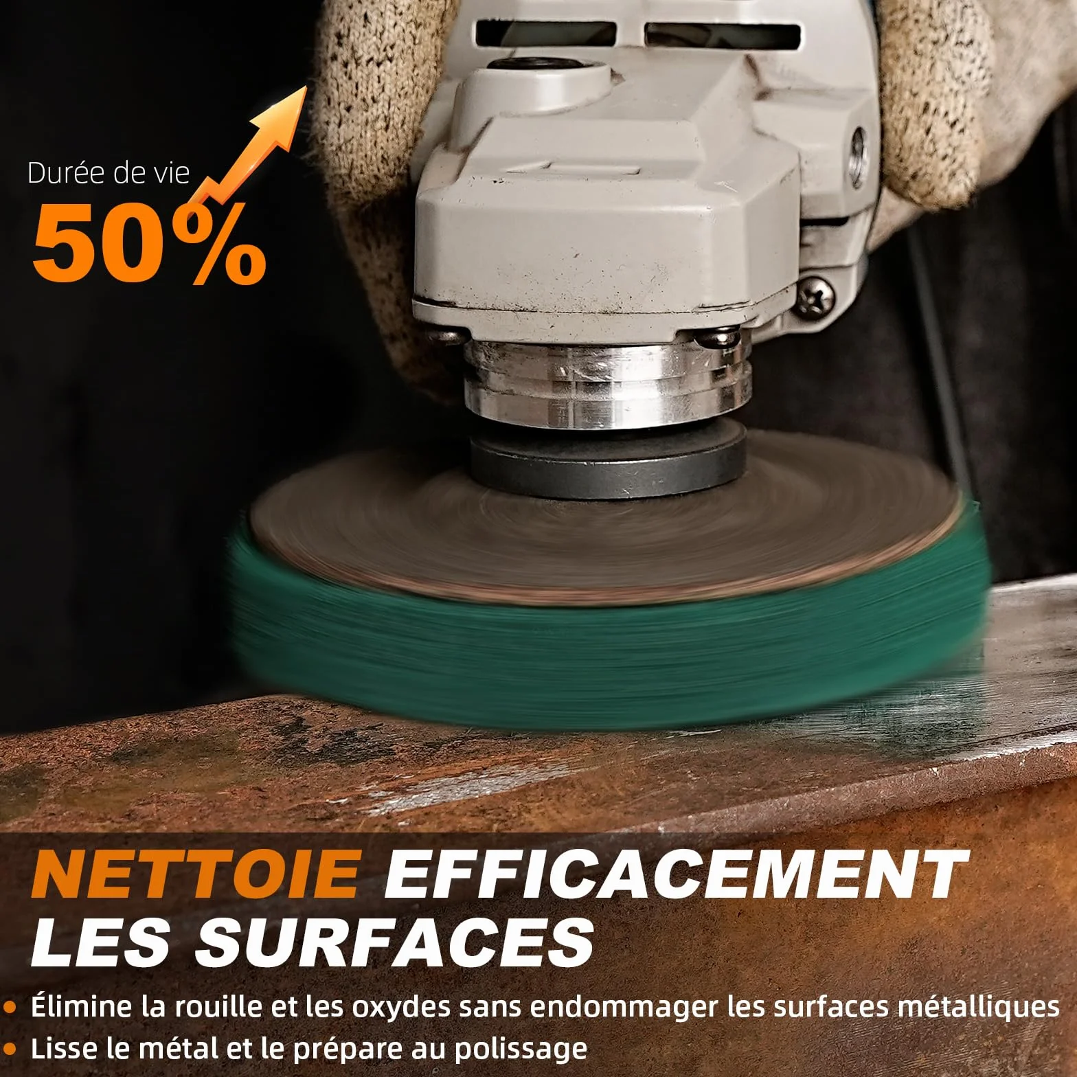 SI FANG 12,5 x 2,2 cm Disco di levigatura a lamelle in fibra di nylon, Set di 8 Grit 320/180 Ruota di lucidatura per smerigliatrice angolare, per la pulizia, la sbavatura e la rimozione della ruggine