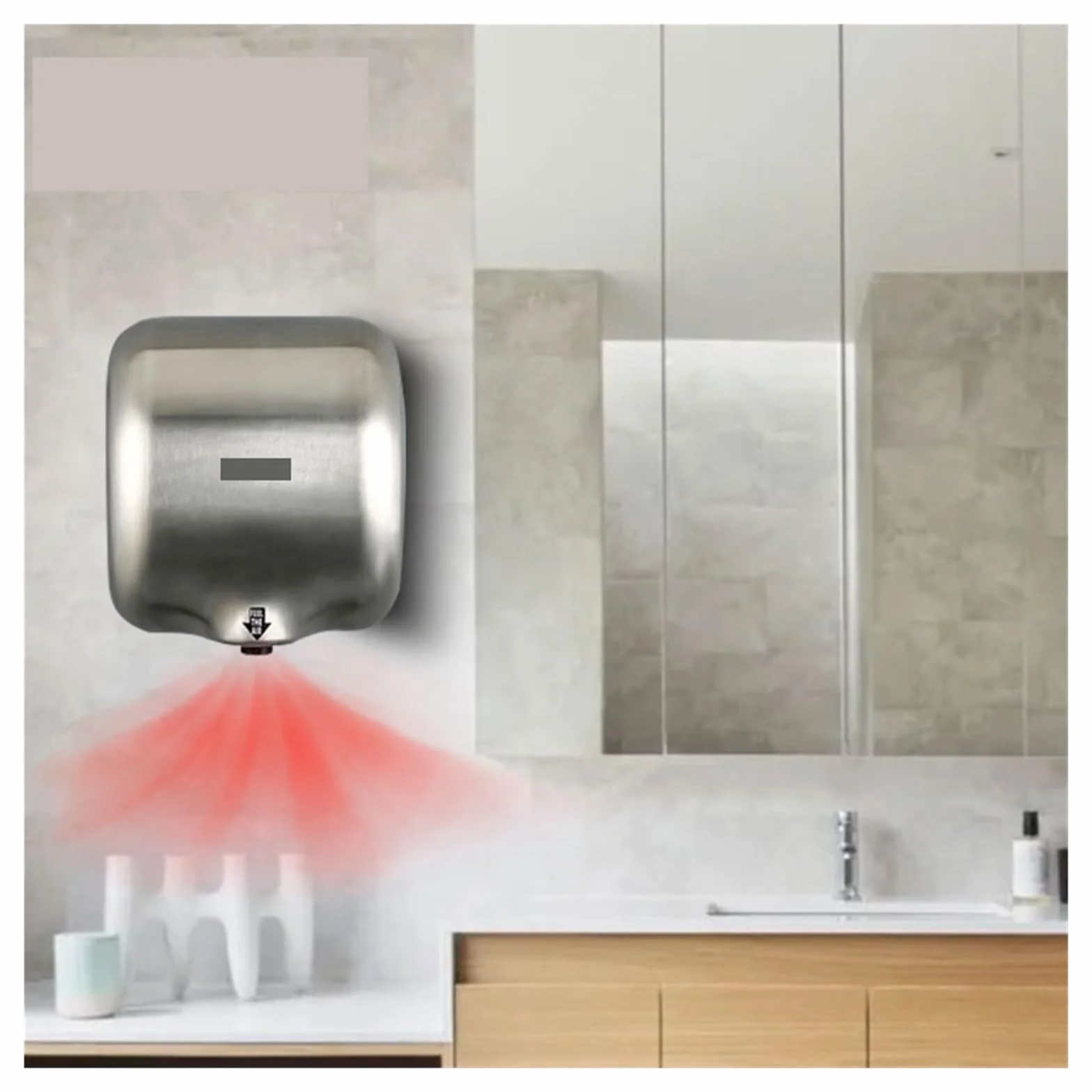 Asciugamani elettrico, Asciugamani automatici con HEPA ad alta velocità, asciuga mani elettrico 304ss for bagno commerciale,Forte flusso d'aria(White hand dryers)