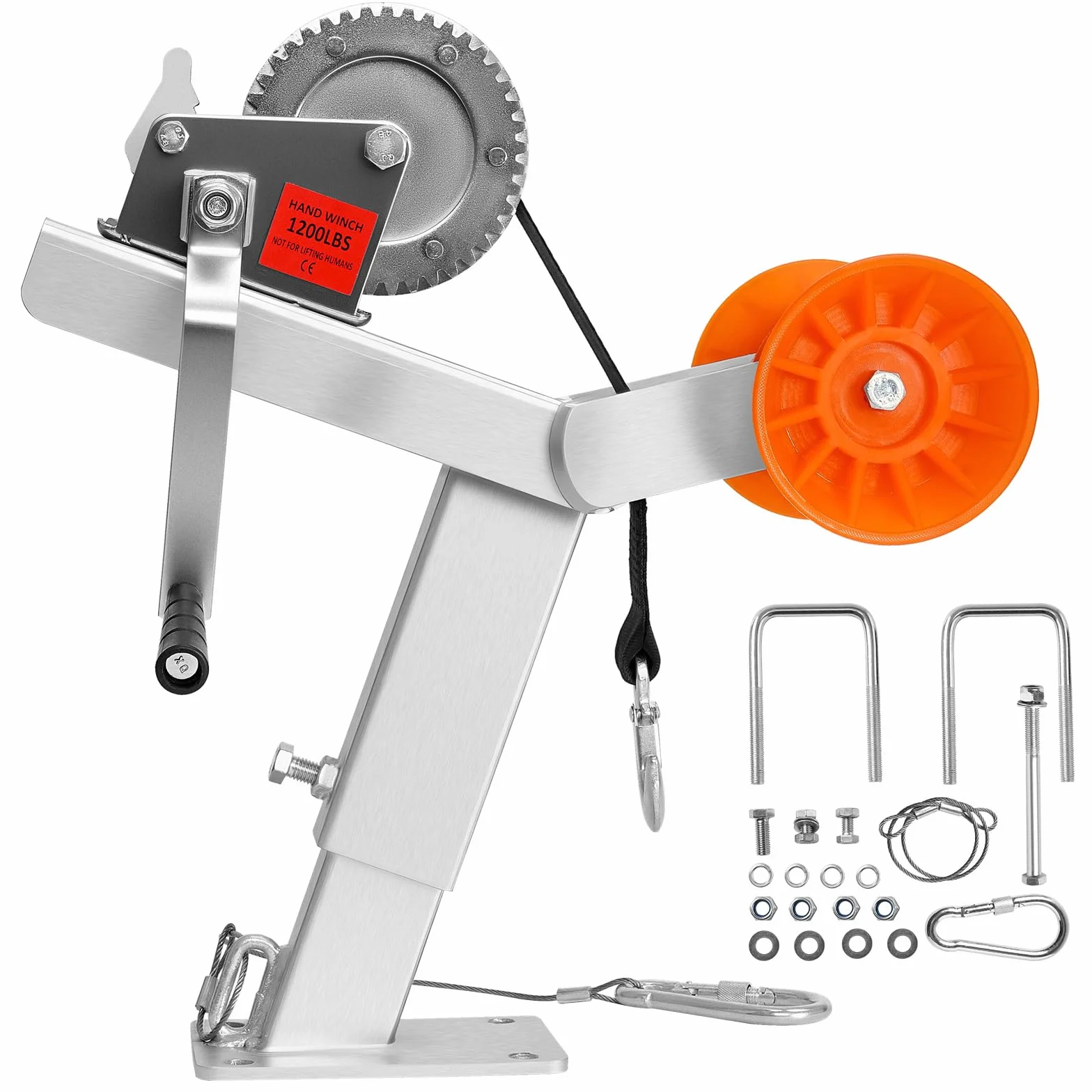 VEVOR Supporto per Verricello per Rimorchio per Barche con Rullo, Carico da 544 kg Supporto per Verricello per Barche con Bullone a U per Timone di Traino da 50,8-76,2 mm x 76,2-101,6 mm