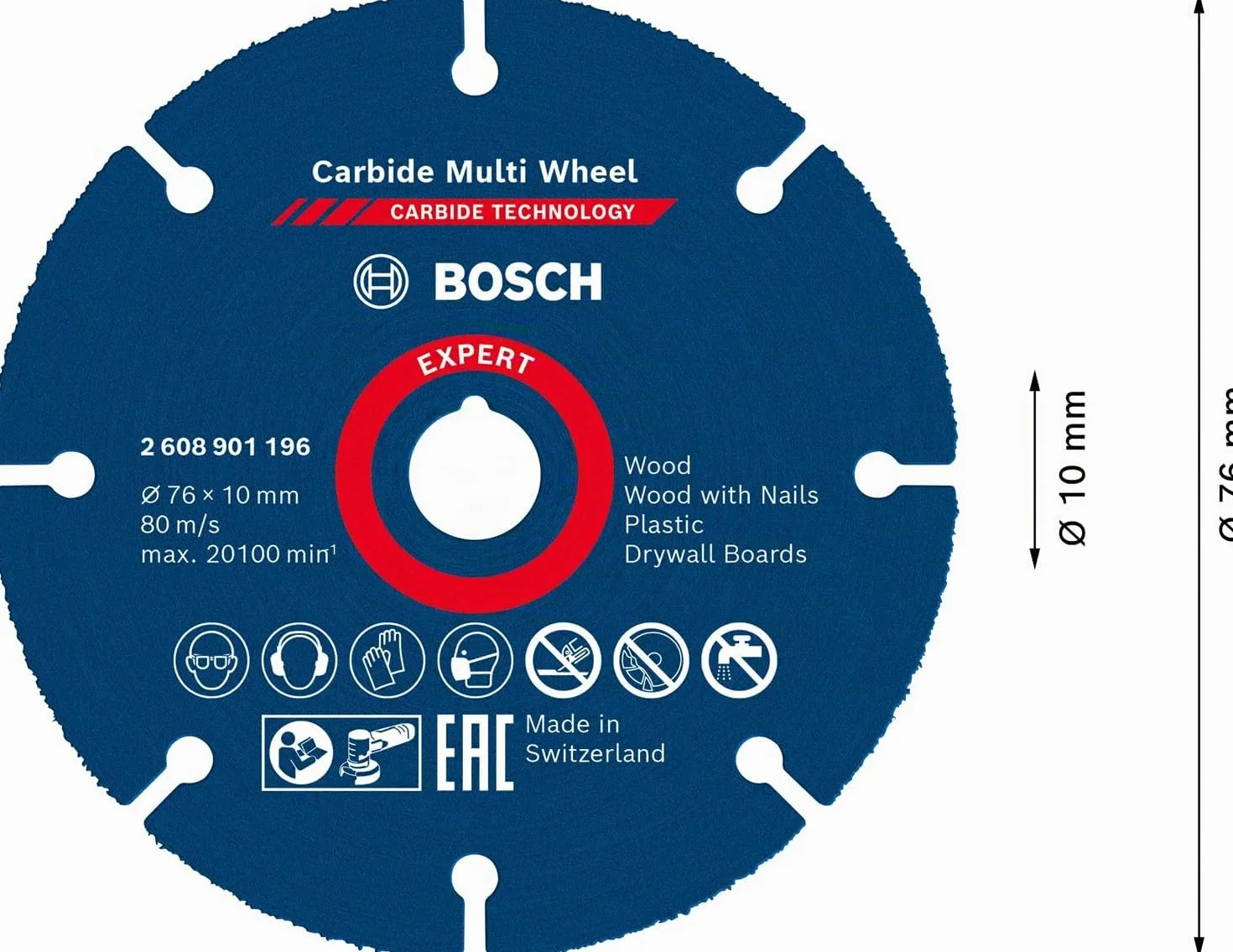 Bosch Professional 1x Mole da Taglio Expert Carbide Multi Wheel (Diametro 76 x Spessore mm 1,0 mm, Accessorio Mini Smerigliatrice Angolare)