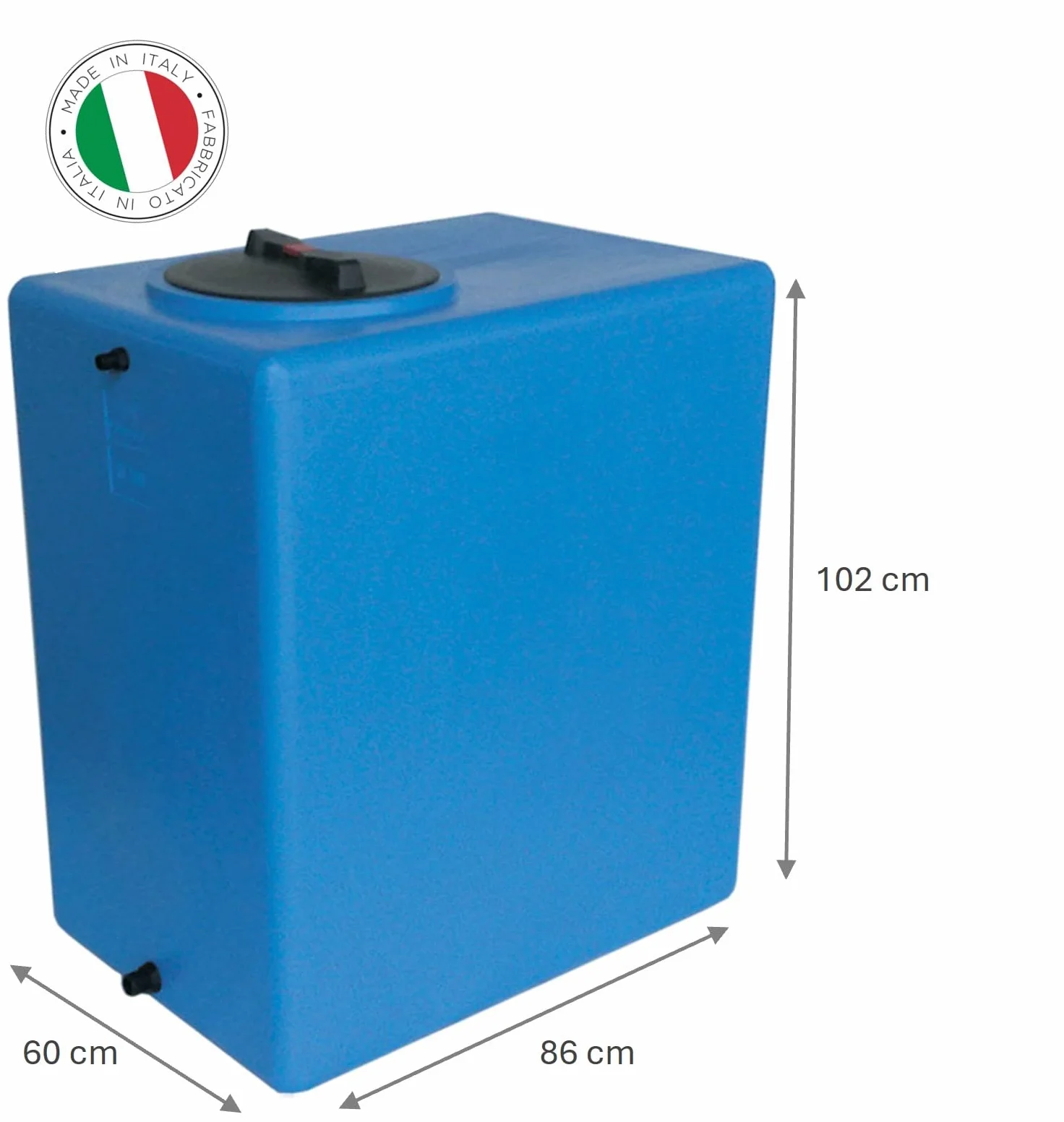 Serbatoio Polietilene per acqua Parallelepipedo Rettangolare Alto mod. 500 litri Made in Italy