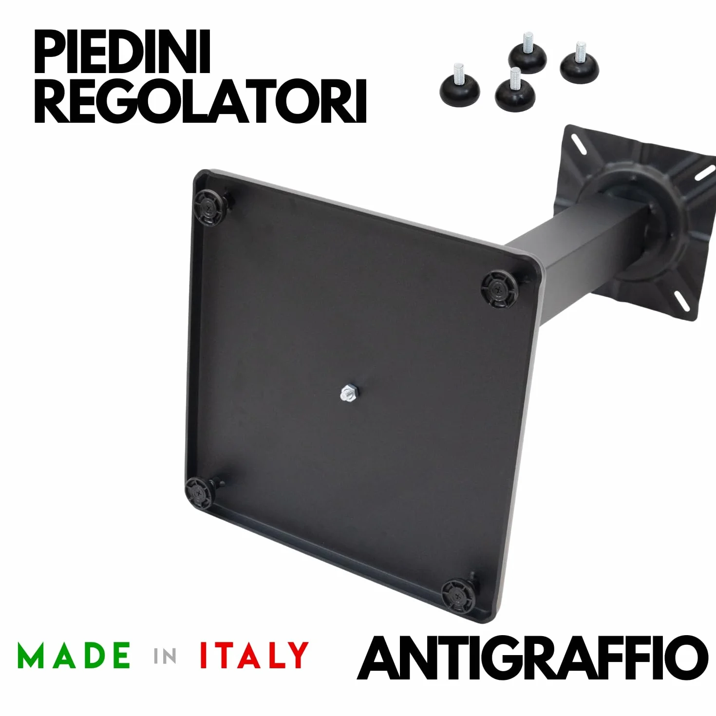 MOHOME Gambe per Tavolo Ferro Made In Italy Nero Rotondo Quadrato Stile Moderno Struttura Robusta Base Stabile Solida Piedini Regolatori Tavoli Soggiorno Bar Bistrò Ristoranti Catering