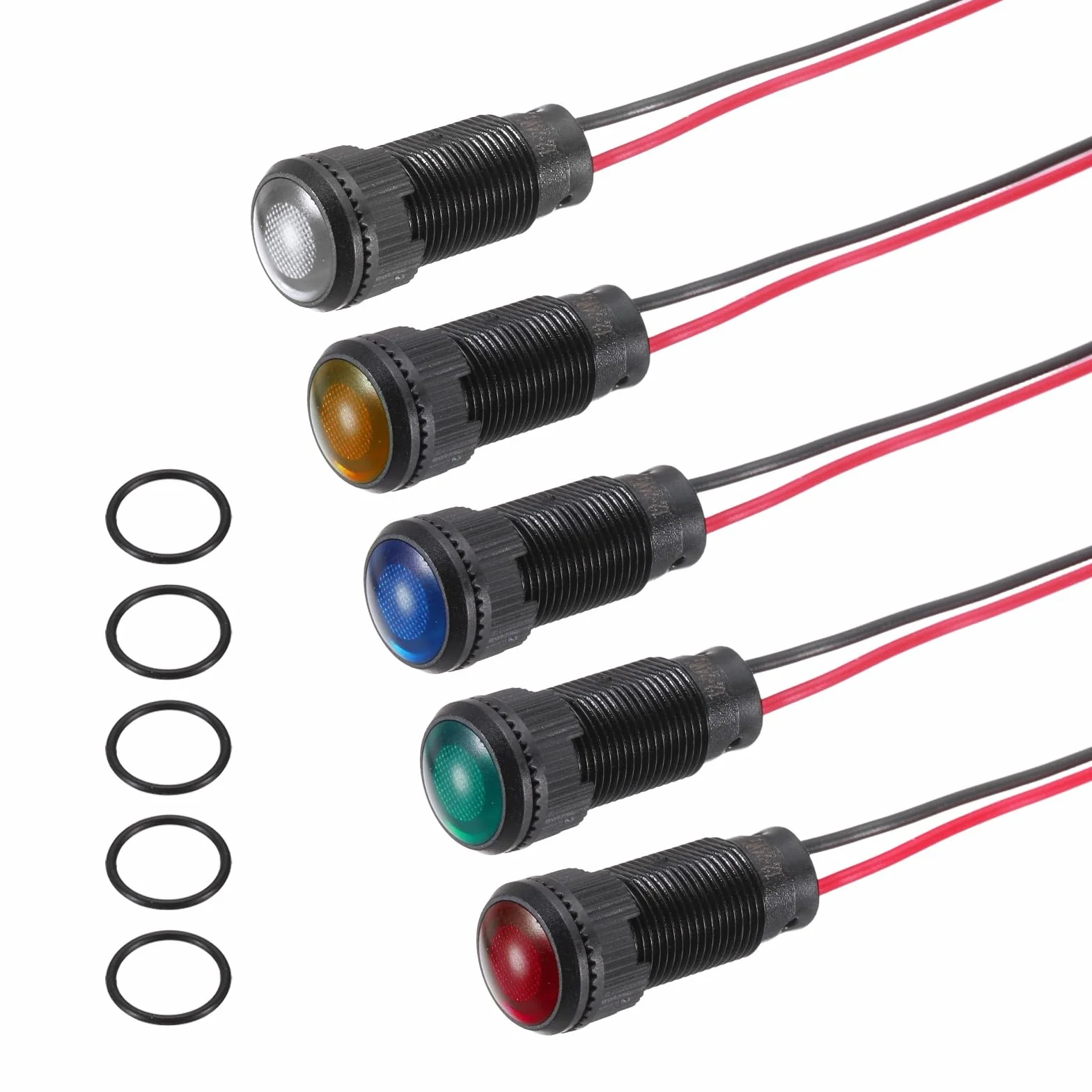 PATIKIL 5Pz 10mm LED Spia Indicatrice 12V-24V AC/DC IP67 Lampada Segnale Impermeabile Testa Rotonda per Barca Auto 5 Colori