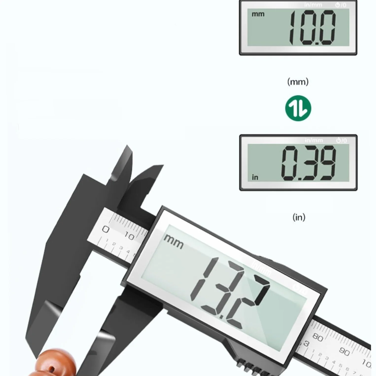 JZK calibro digitale elettronico da 150 mm in plastica con grande schermo LCD, 15 cm 6 pollici conversione metrica in pollici, misuratore di profondità, strumento di misura per diametro interno