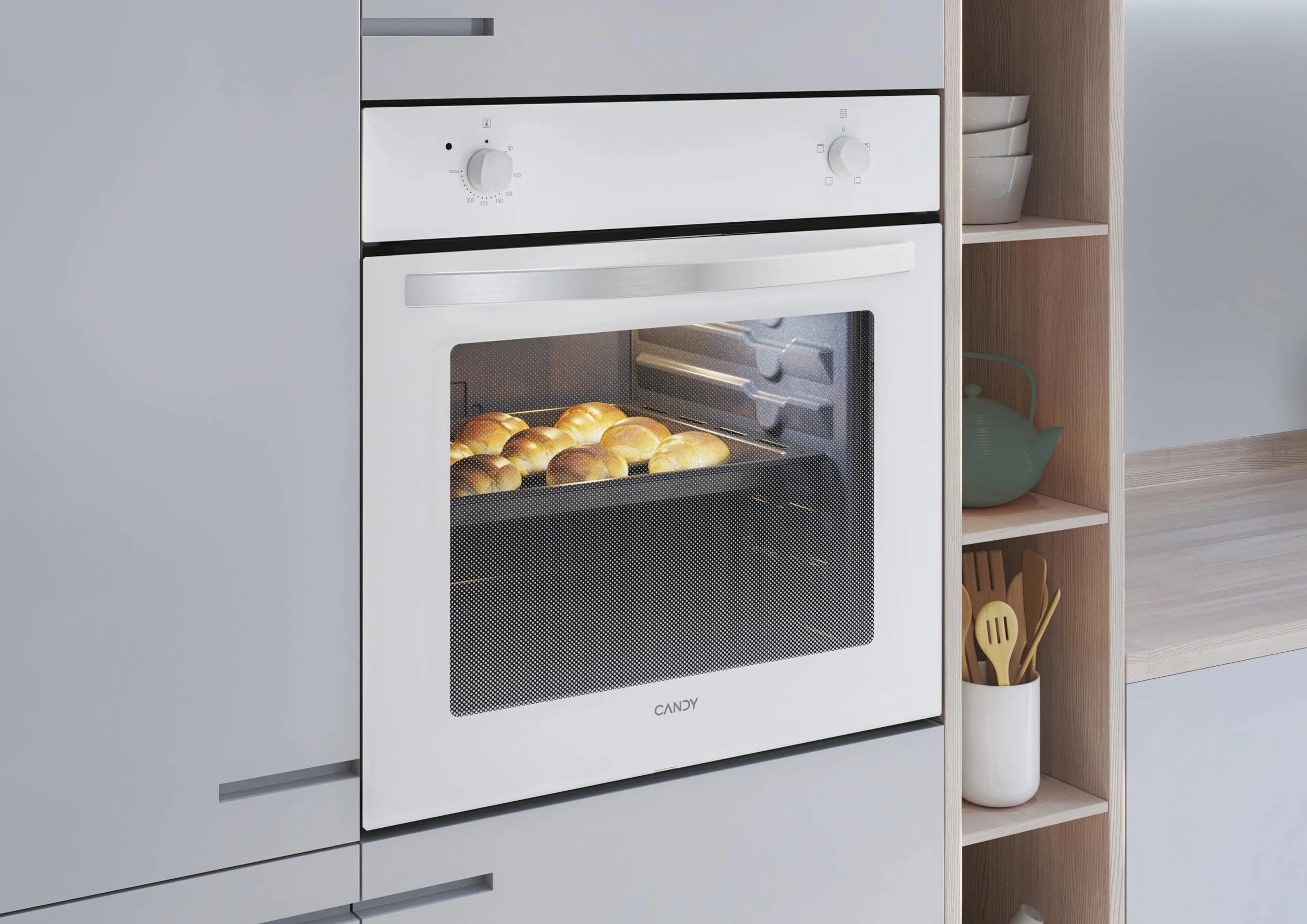 Candy Idea Forno Elettrico Statico 70 L Classe A Ventilato Grill Timer Meccanico 4 Funzioni Cavità Ampia Design Inox Incasso AxLxP 59,5x59,5x56,8 cm FIDC B100