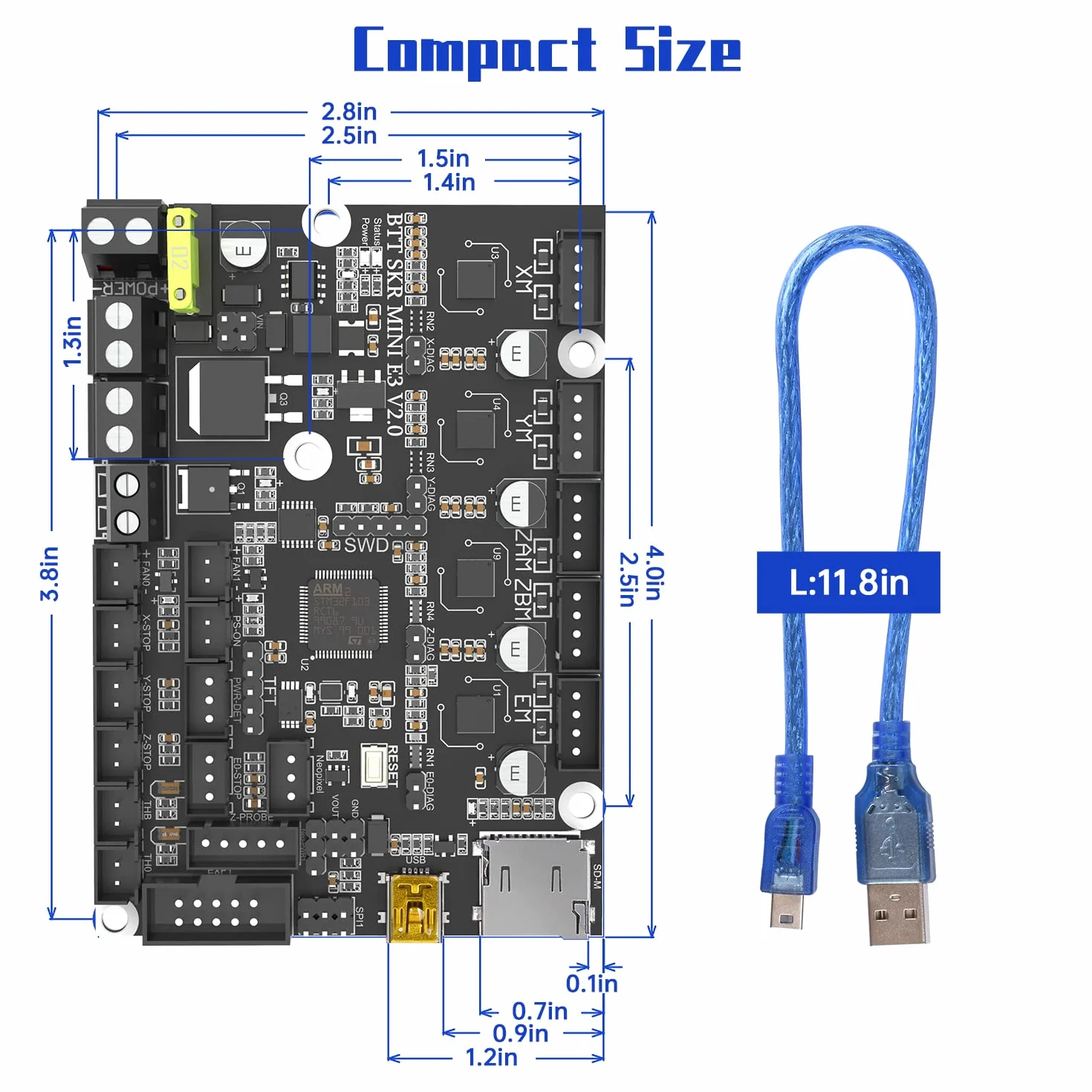 BIGTREETECH SKR Mini E3 V2.0 Scheda di controllo Aggiornamento stampante 3D Scheda madre silenziosa a 32 bit integrata con driver UART TMC2209 compatibile con