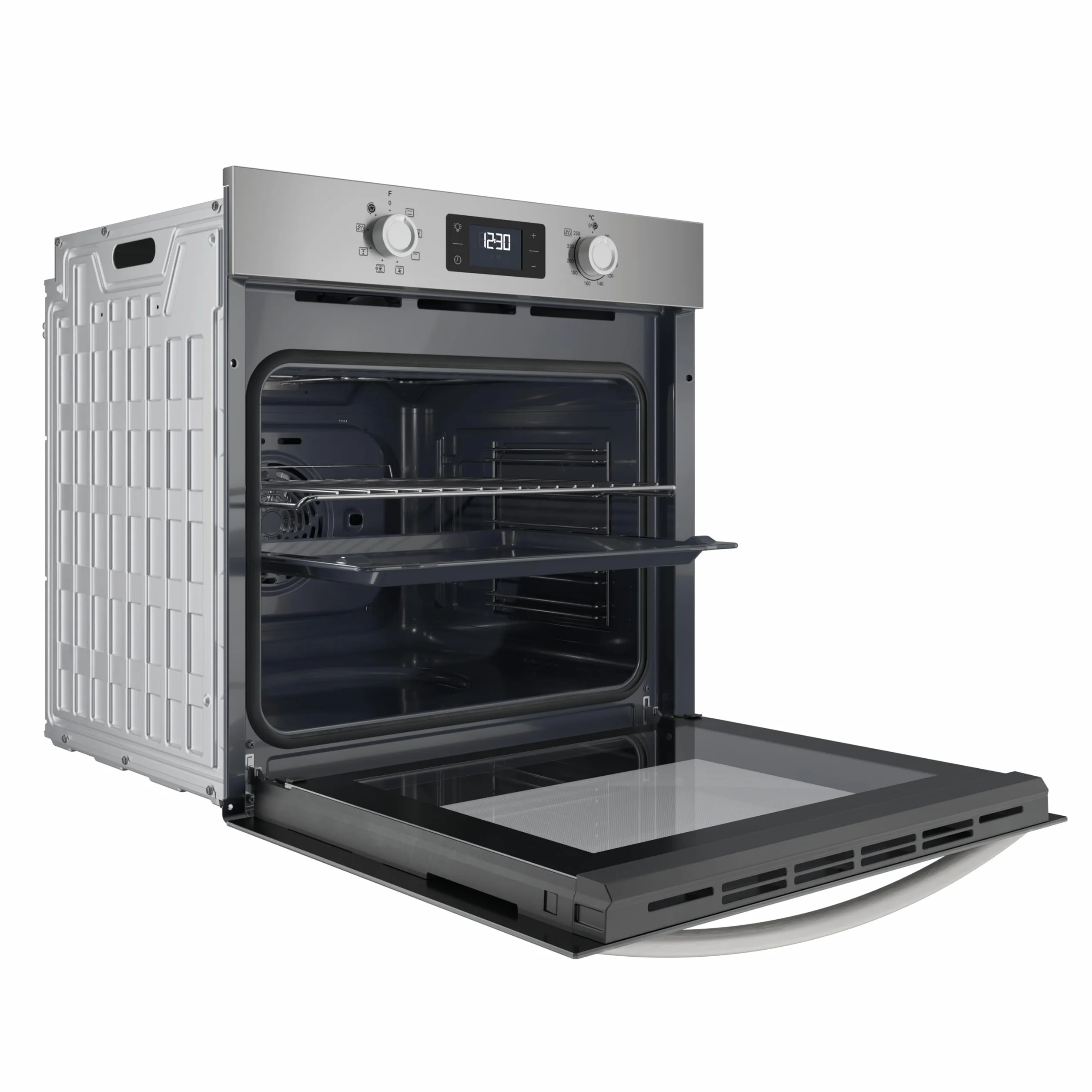 Indesit IO 255H X - Forno Multifunzione Da Incasso, Elettrico, Ventilato 71L, Acciaio Inox, Classe A. Turn And Go, Click And Go, Grill Integrale Reclinabile, Pulizia Vapore. 59,5 x 59,5 x 55,1cm