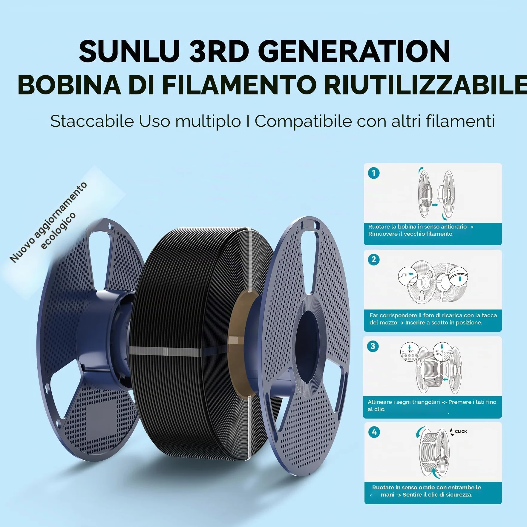 SUNLU PLA Filamento 1,75mm Multicolor 16 Colori 4kg, Confezionato Singolarmente Sottovuoto per Stampanti 3D