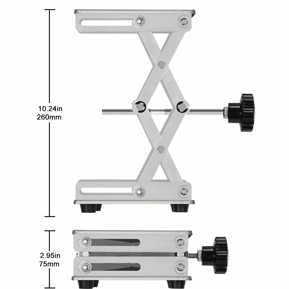 Stonylab Sollevatore Laboratorio 150x150mm Acciaio Inox Altezza 75-260mm Peso 10kg