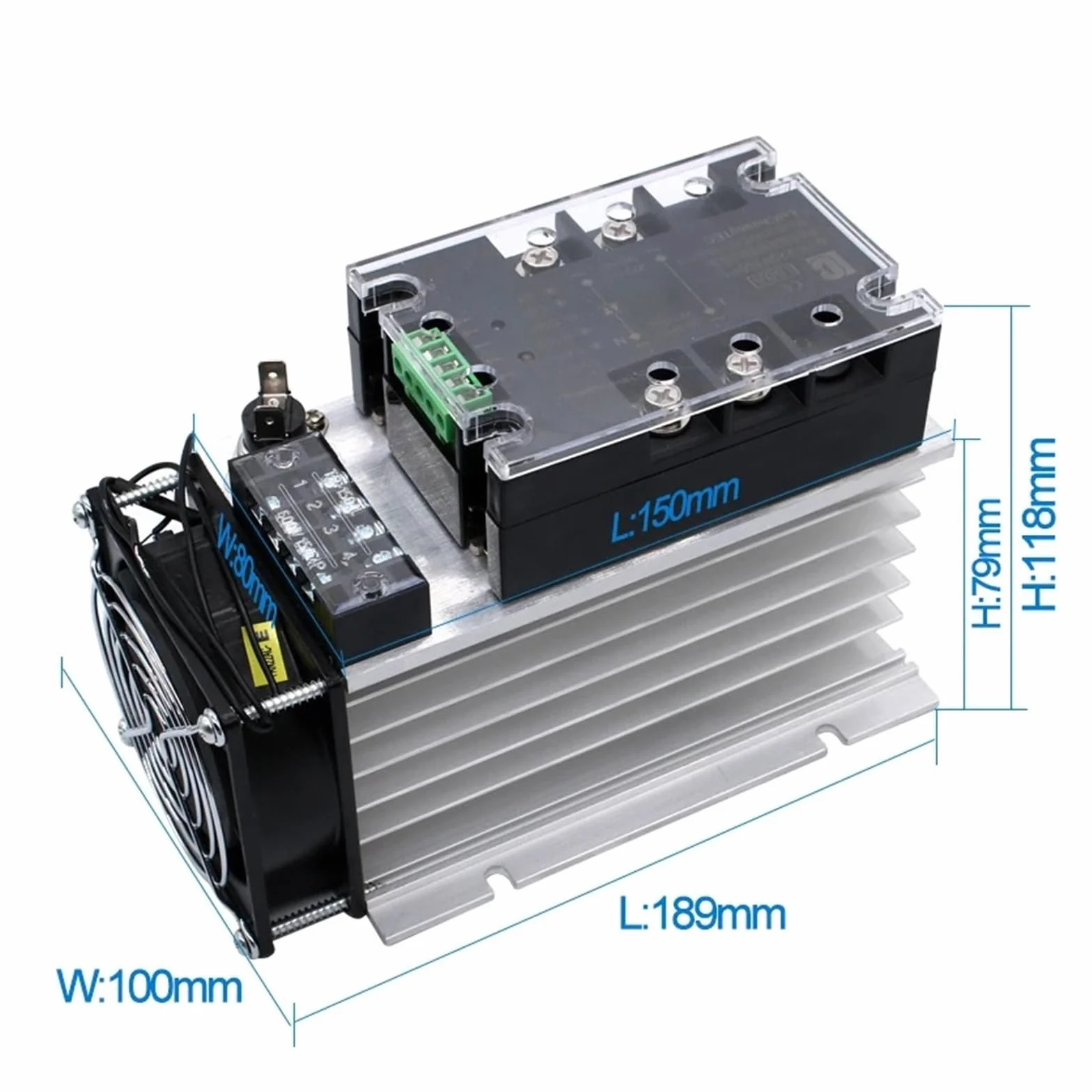 Relè a stato solido Modulo regolatore di tensione CA monofase 220V 380V 150A 180A 200A Modulo regolatore di potenza con isolamento completo migliorato con dissipatore di calore(150A,220V)