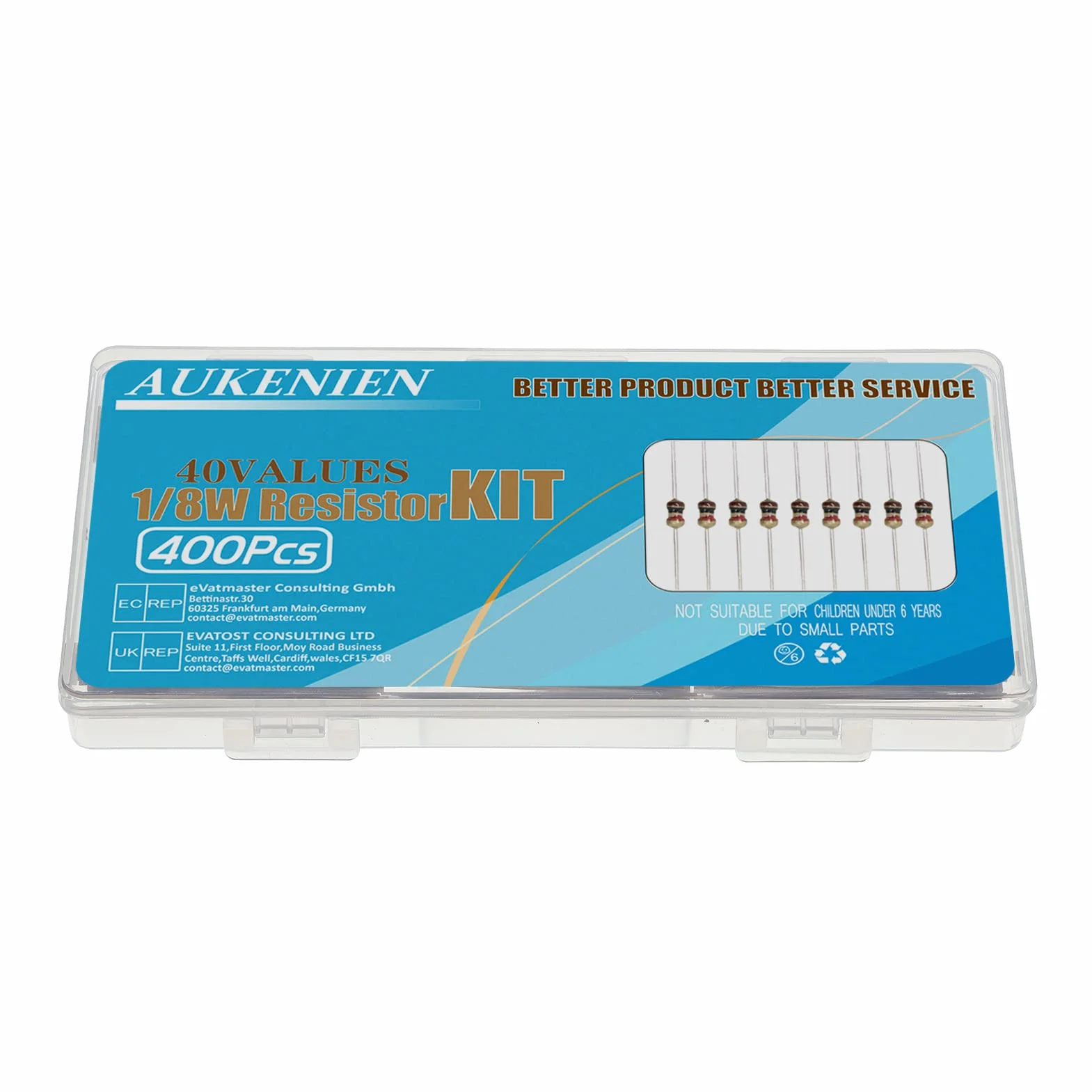 AUKENIEN 40 Valori 1/8W Kit Resistenze a Film in Carbonio 0 Ohm a 2,2M Ohm Resistori 5% Resistenza Elettriche Carbon Film Resistor Elettrica