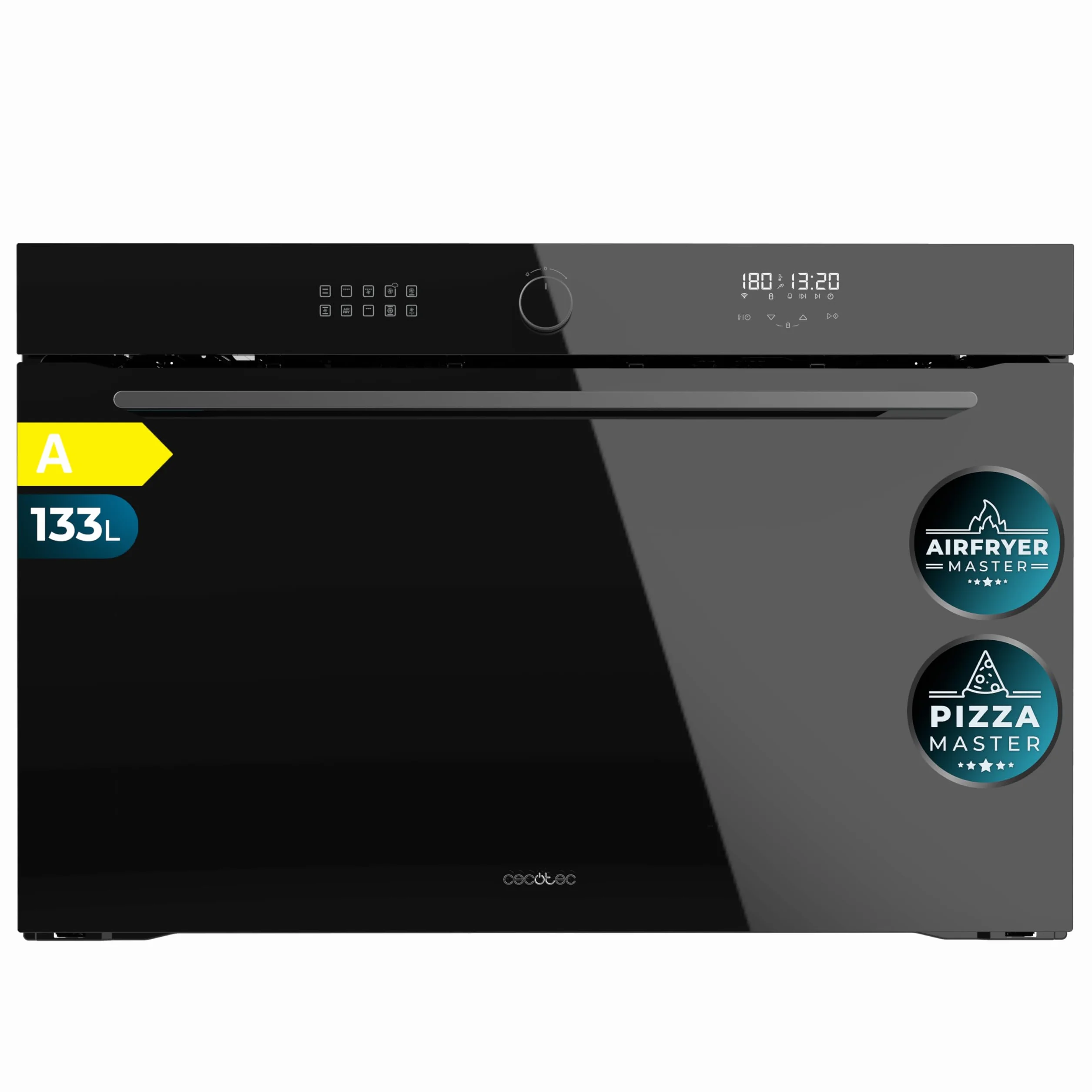 Cecotec Forno Bolero Hexa AF319000 Glass Black A, Classe A, 133 L, 11 Funzioni con AIrFryer, Pizza Master, Steam Assist, Easy Clean, 5 Posizioni
