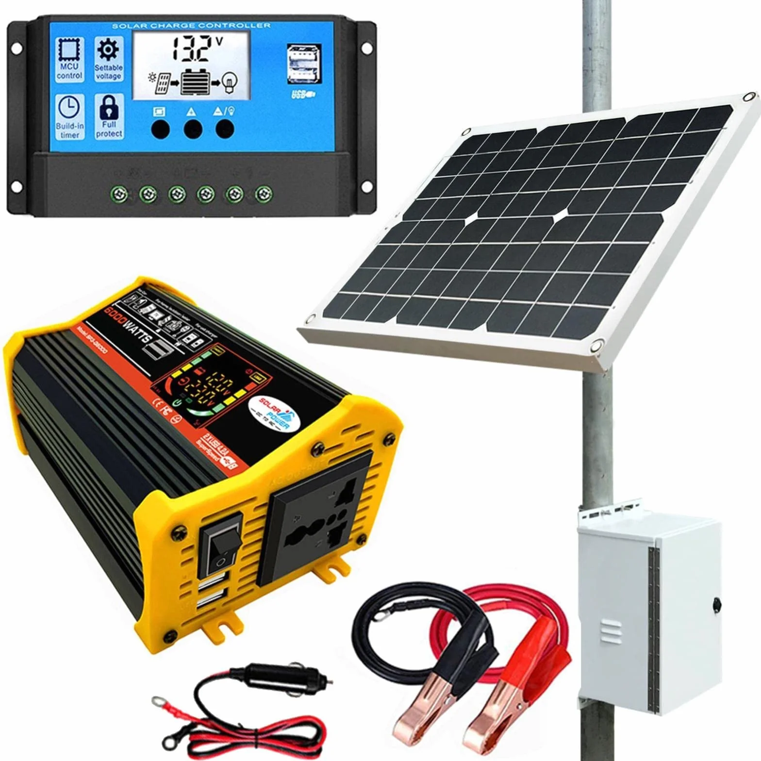 Kit pannello solare 4000 W con batteria e inverter, sistema di alimentazione fuori rete completo per casa, camper, barca, fattoria e capannone, design espandibile con inverter a onda sinusoidale pura