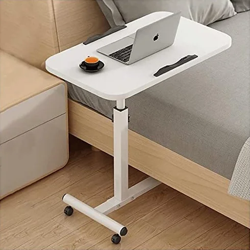 Tavolo da letto regolabile in altezza con ruote bloccabili, postazione di lavoro portatile inclinabile per ospedale, casa, ufficio, letto e divano, altezza regolabile 65-95 cm