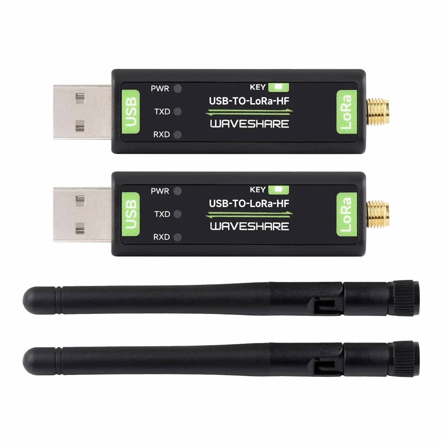 Waveshare USB-TO-LoRa-HF(2PCS), TCXO Crystal Oscillator, USB To LoRa Data Transfer Module, Based On SX1262, Suitable For Data Acquisition In Industry And Agriculture