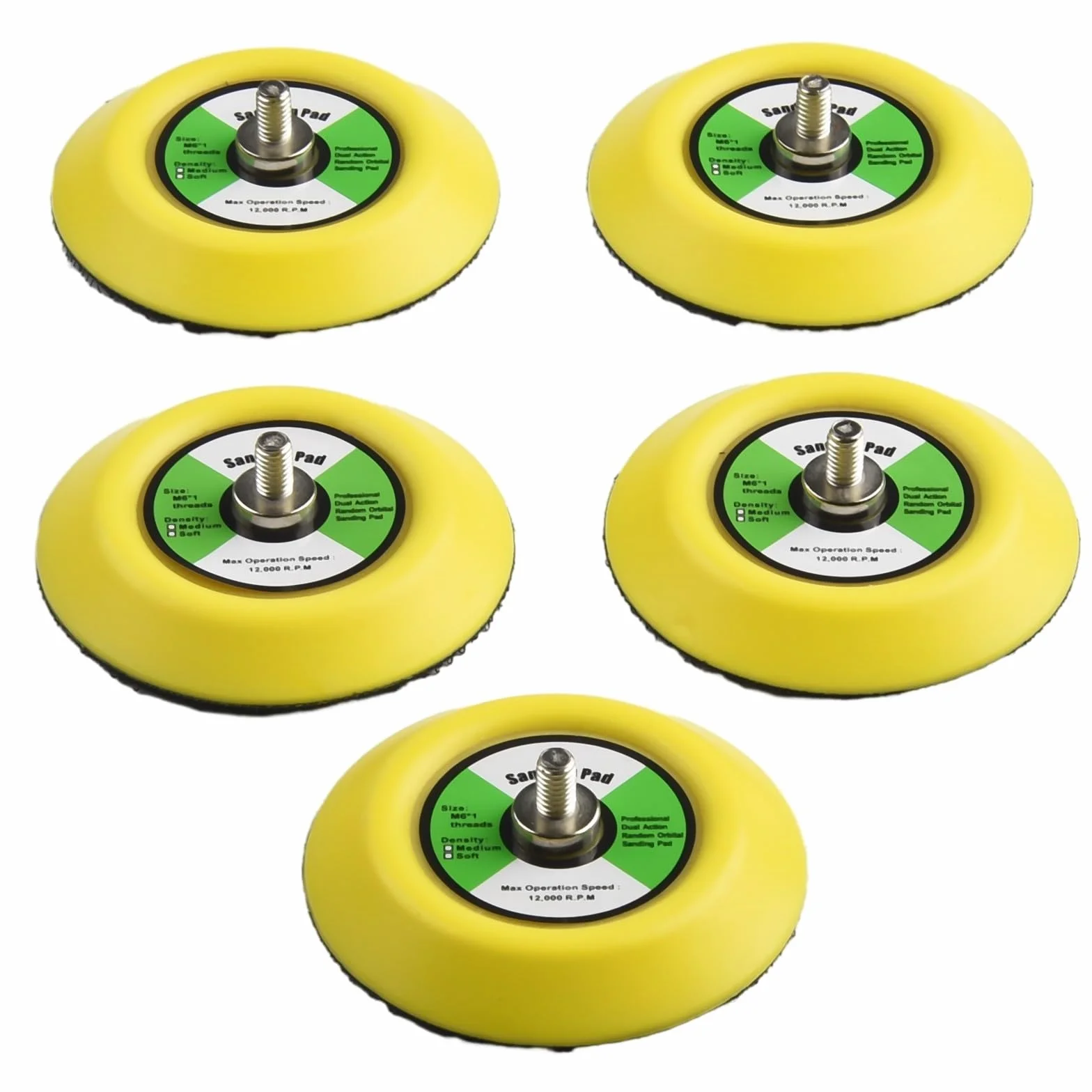 Platorello per lucidatura a gancio da 75 mm, accessori per smerigliatrice angolare per levigatrici pneumatiche, filettatura maschio M6, diametro 7,6 cm, set da 5 pezzi, fino a 12000 giri/min (5 pezzi)