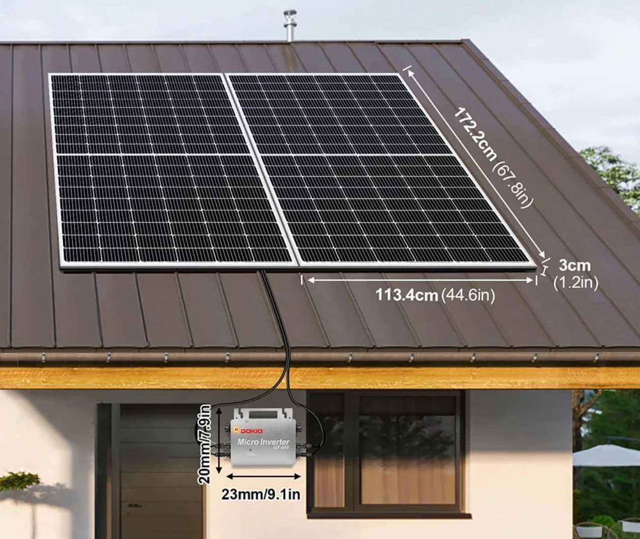 Kit Fotovoltaico per Balcone 820W, Inverter Micro 800W, Grigio Argento, WLAN