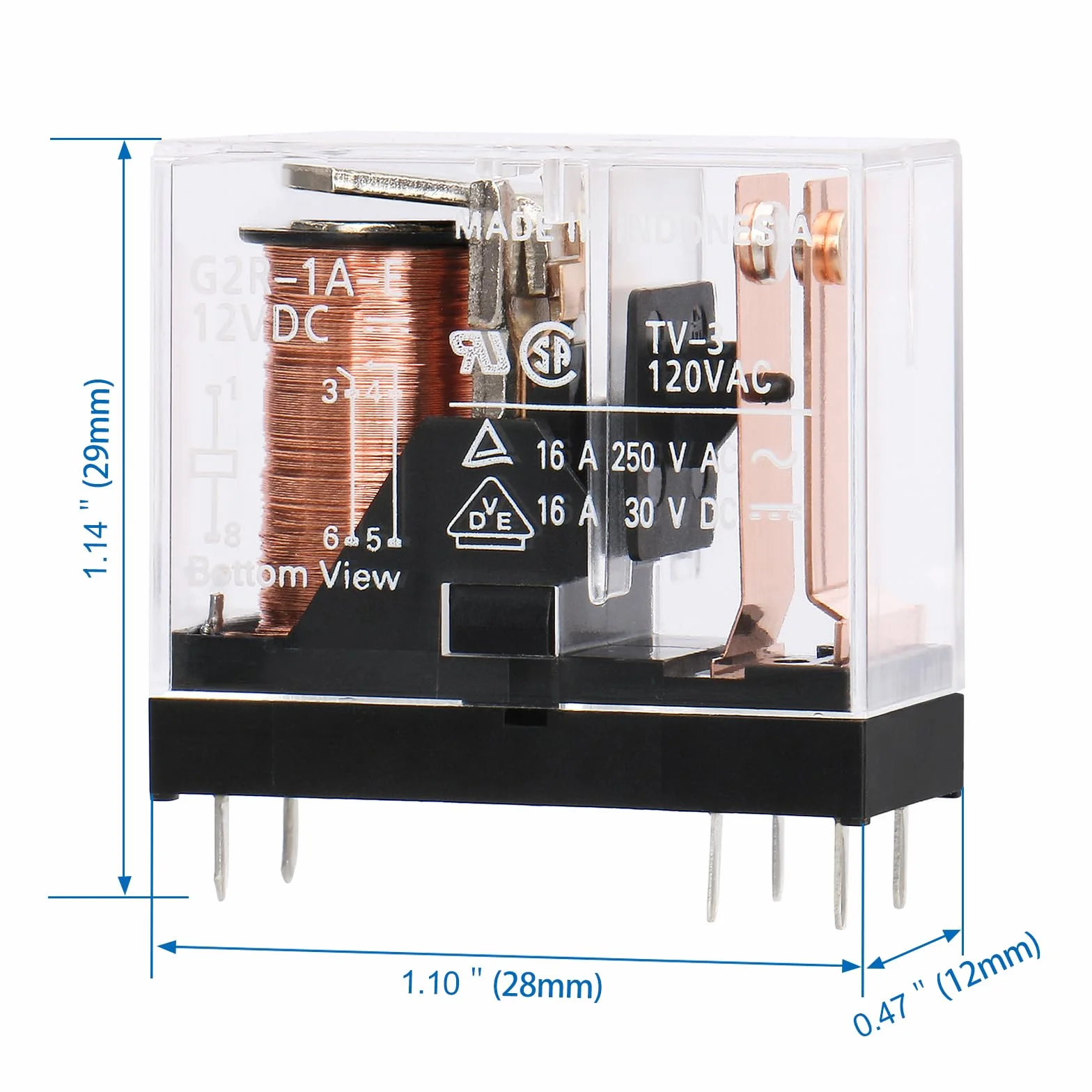 2PCS componenti elettronici G2R-1A-E DC12V Relè di potenza SPST-NO 12VDC, 16A, scheda PC