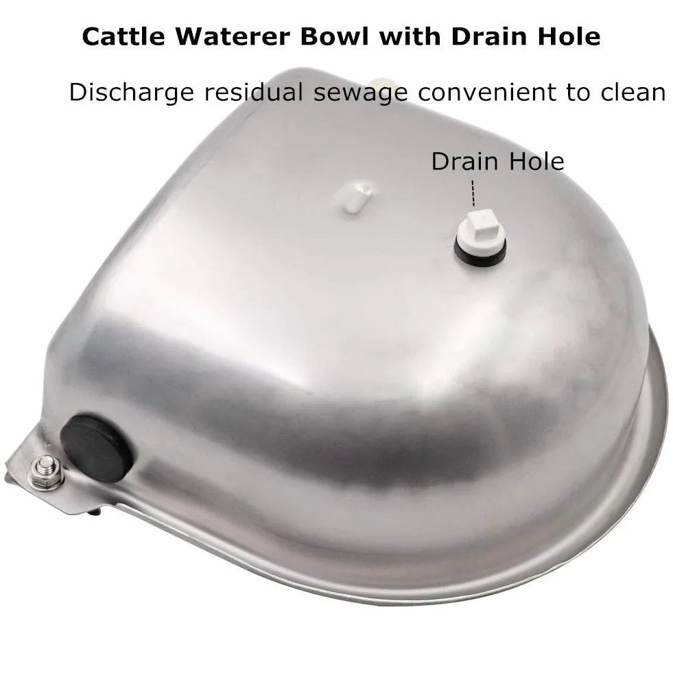 Abbeveratoio per Bovini in Acciaio Inox Grande Capacità Automatico Bestiame Ciotole d' Acqua Automatica Ciotola per Bestiame per Capre con Valvola Galleggiante Foro di Scarico