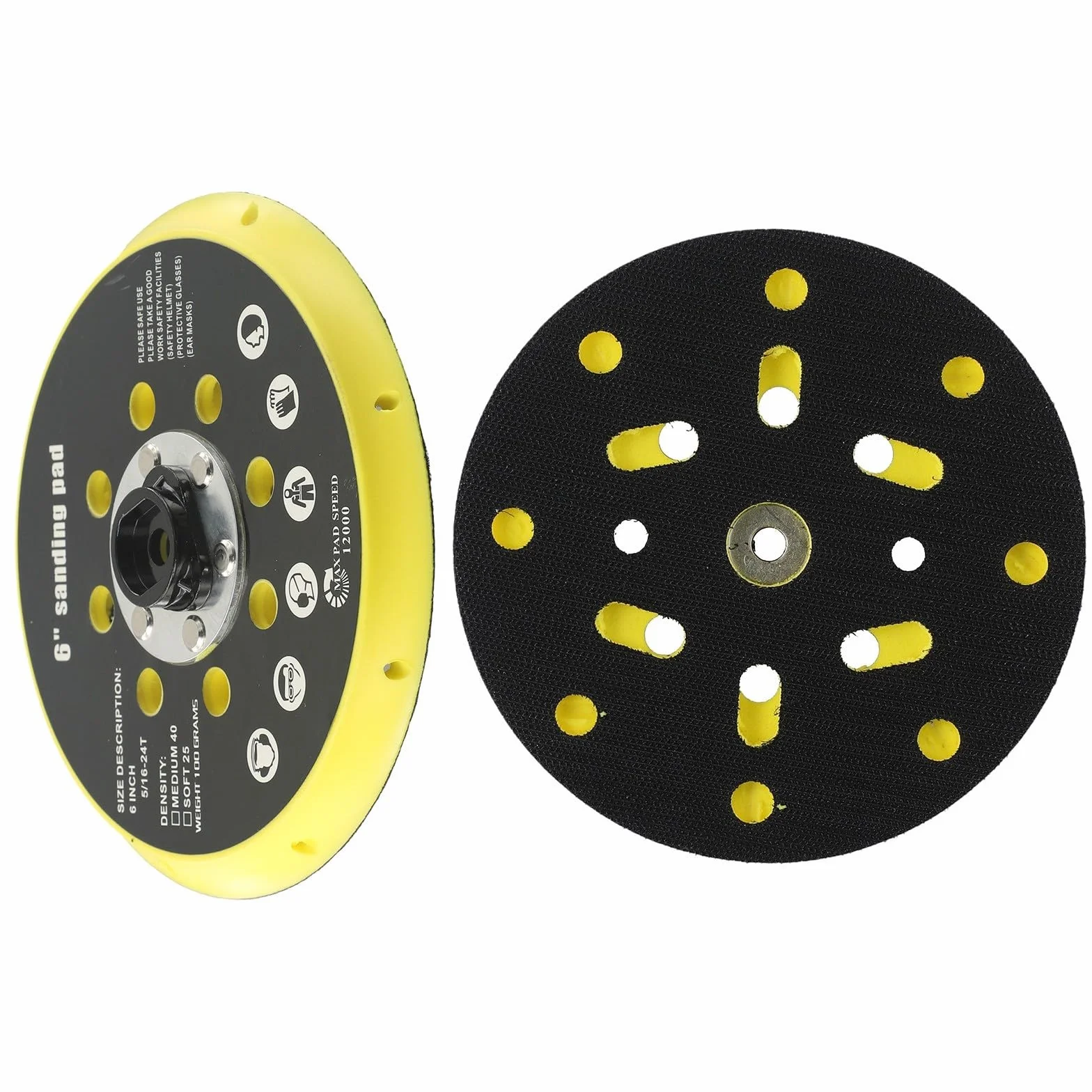 Disco abrasivo da 150 mm con 17 fori, compatibile con FESTOOL RO 1, BO 6030, BO 6040, ES 150 - 6 pollici per levigatrice eccentrica, filettatura M8/5/16-24, fino a 12000 giri/min