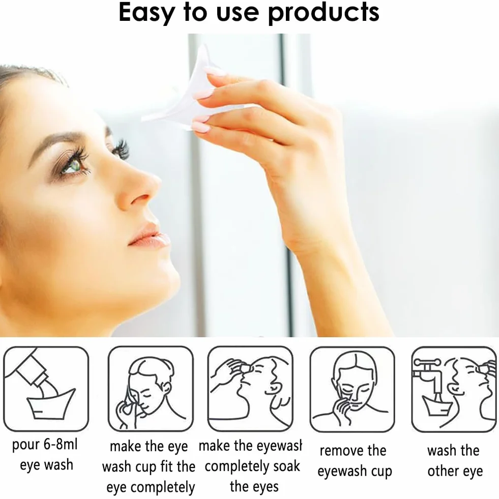 Tazza da Bagno in Silicone per Occhi Portatile - Morbida e Riutilizzabile per Lavaggio Oculare, Non Sterile, 8ml, 4 Pezzi
