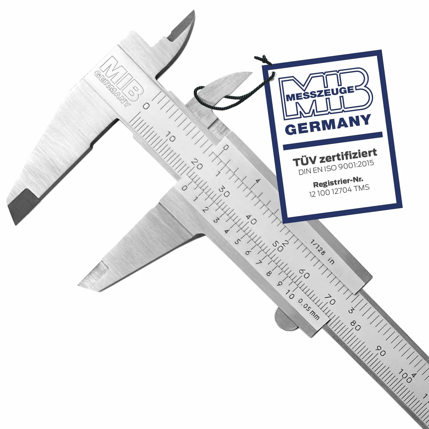 MIB - Calibro a corsoio con vite di bloccaggio, DIN 862, 300 mm, calibro scorrevole in acciaio inox, calibro a spinta, cromato opaco, calibro di precisione per 4 misurazioni, strumento di misurazione,