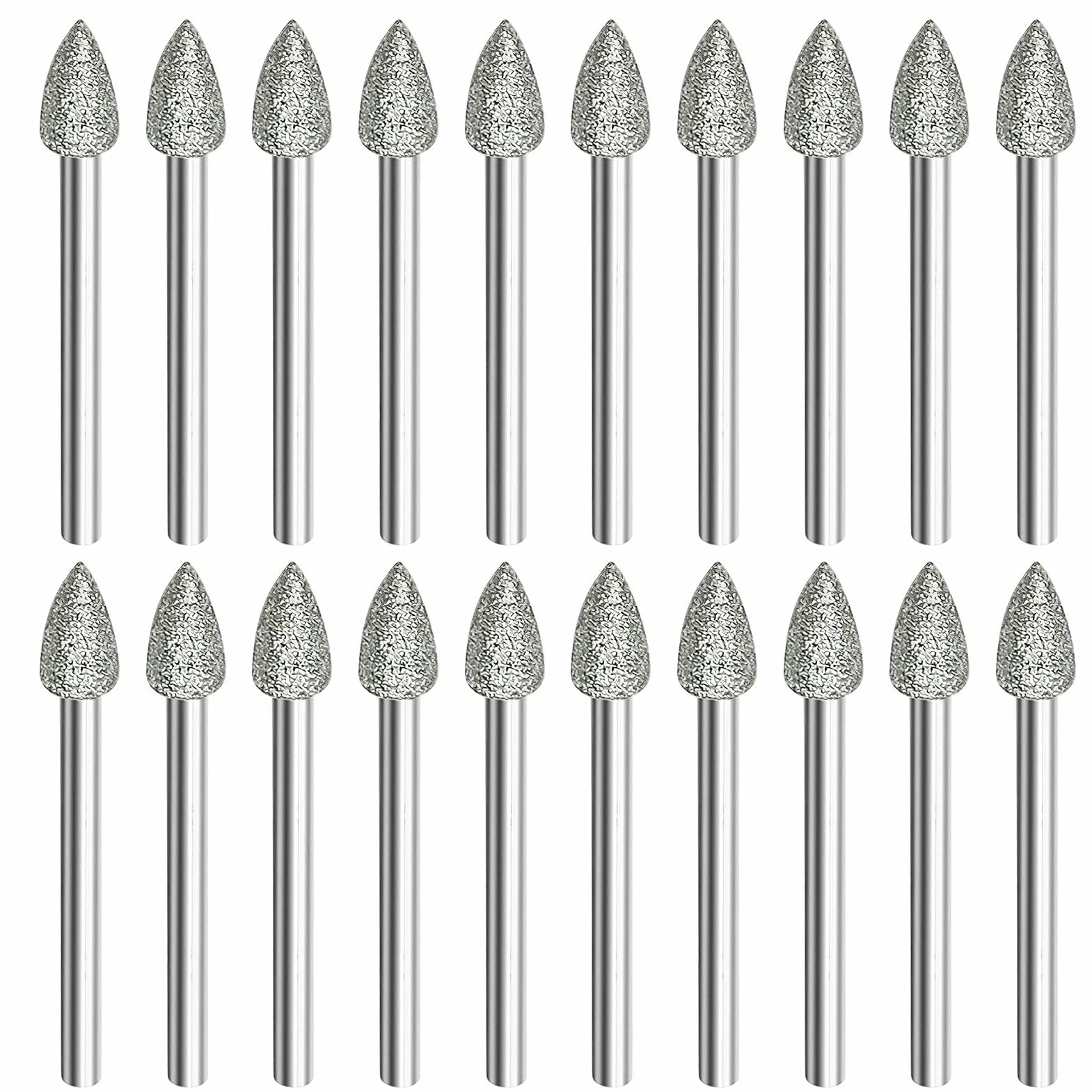 Set di 20 frese diamantate per utensili rotanti Dremel, accessori per pietra, vetro, ceramica, levigatura, lucidatura