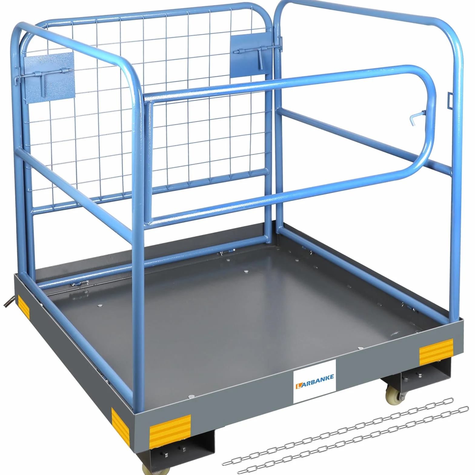 Piattaforma di lavoro pieghevole, 92 cm x 92 cm, piattaforma di lavoro per carrelli elevatori con capacità di carico di 590 kg, con volanti silenziosi bloccabili e catene, può contenere da 1 a 2