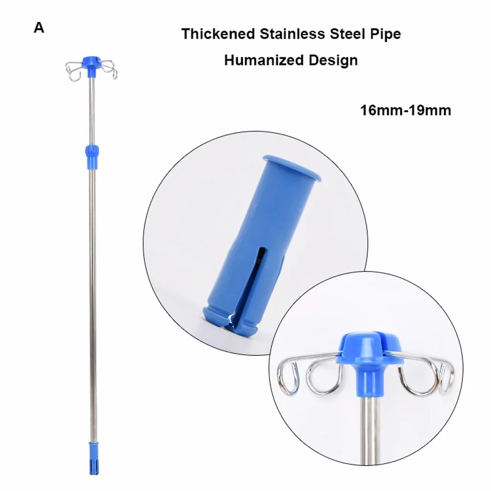 JITEM Asta portaflebo in Acciaio Inossidabile Altezza Regolabile da 35'' a 63'' Supporto portaflebo 4 Ganci Presa per Letto Asta portaflebo telescopica per Letto di Cura Terapia IV Cura