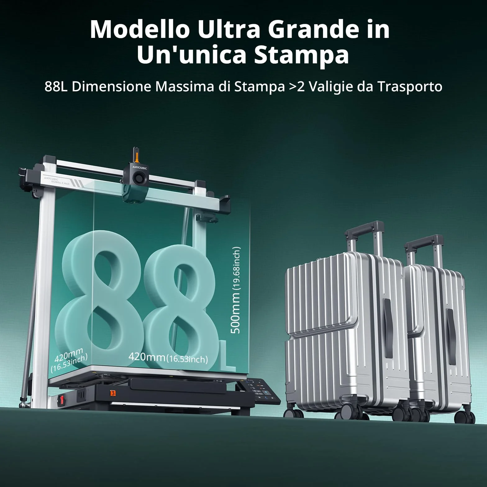 Anycubic Kobra 3 Max Combo Multicolore Stampante 3D, Essiccazione del Filamento Durante la Stampa, Velocità di Stampa di 600 mm/s, Calibrazione Completamente Automatica, Stampa Intelligente