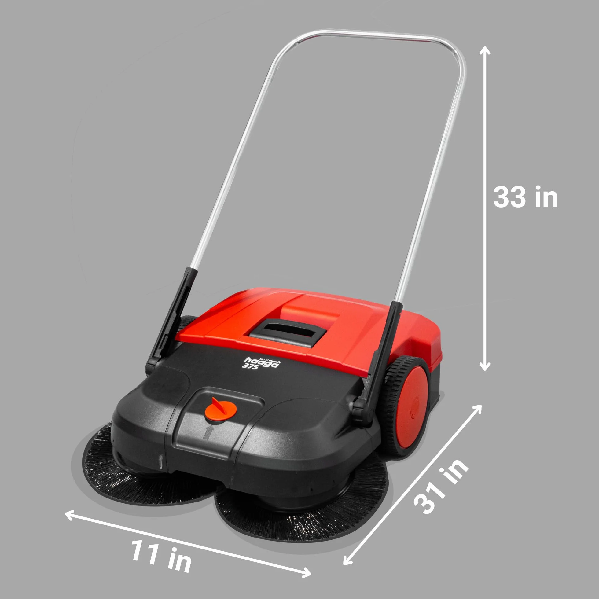 Haaga 101040 - Spazzatrice manuale 375 (ritorna foglie secche e bagnate, funzionamento senza cinghie, peso ridotto, potenza di spazzatura: 2900 m²/h)