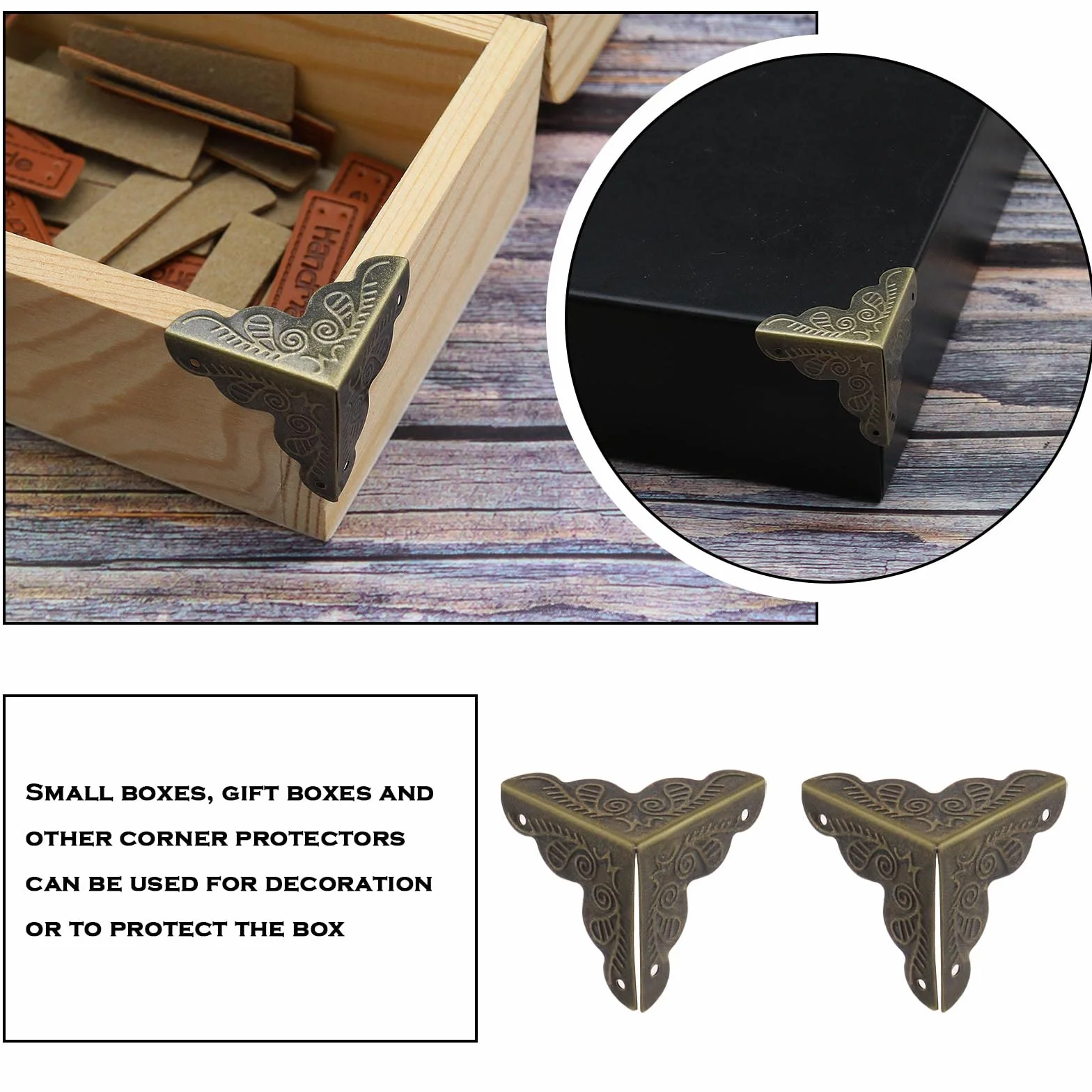 20 protezioni angolari in metallo vintage box protezioni angolari con 80 viti mobili bordo copertura accessori per scatole di legno scrivanie tavoli bronzo