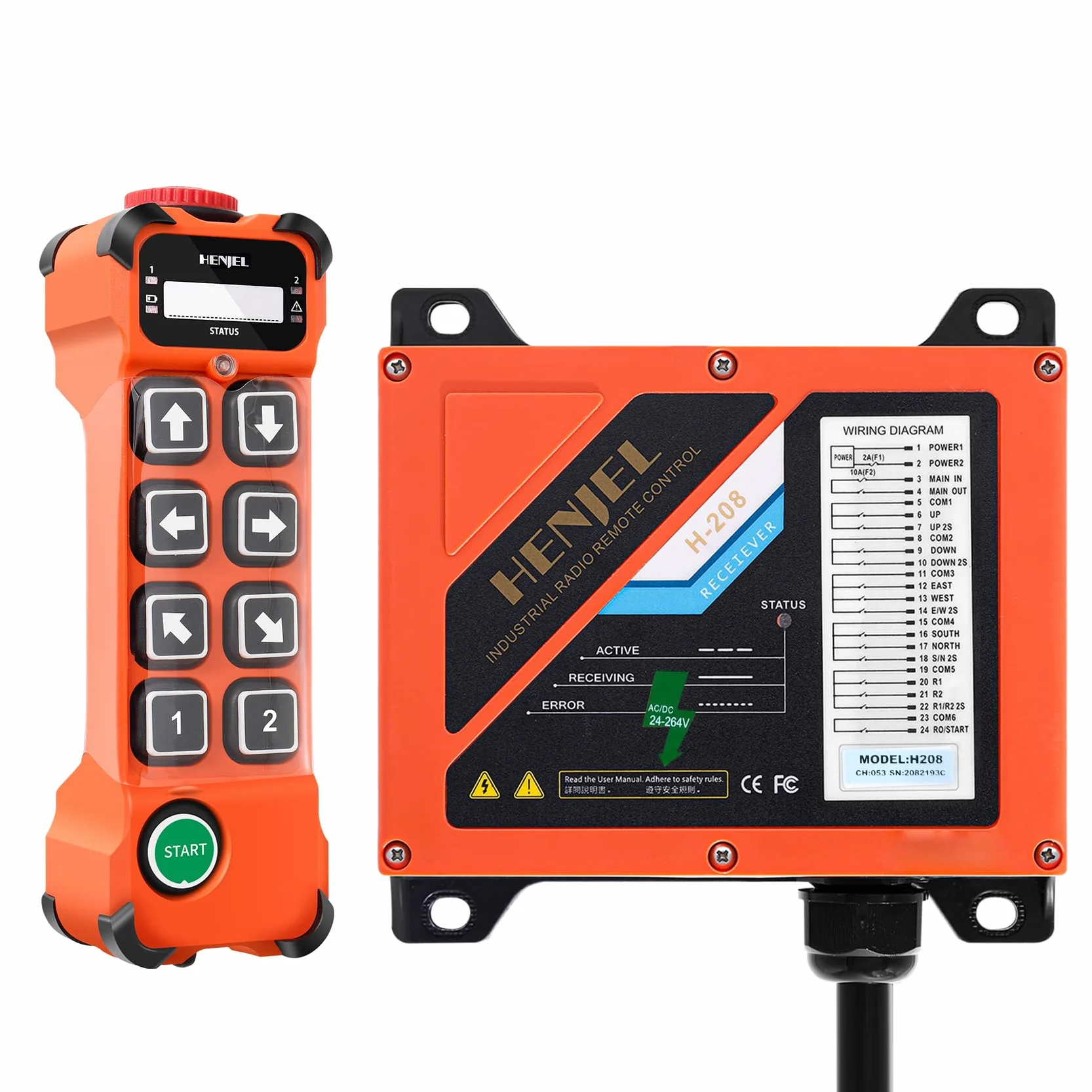 2 velocità Telecomando per gru senza fili a paranco doppia velocità a ponte carroponte industriale trasmettitore a 8 pulsanti ricevitore 110V 220V 380V