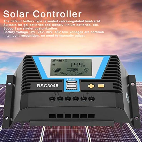 Regolatore Solare 30A 12V/24V/36V/48V BSC3048 Con Doppia Porta USB 5V/2A per Batterie di Varietà