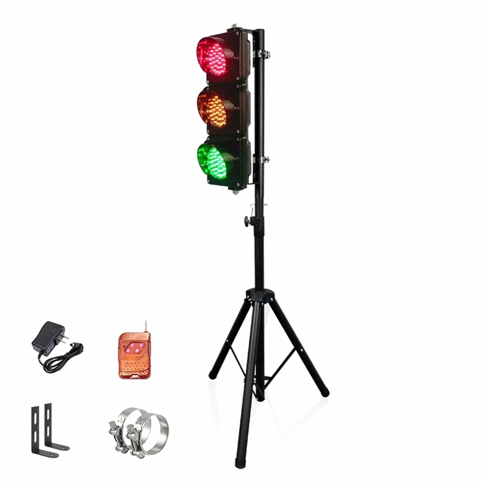 Semaforo LED con telecomando e treppiede retrattile per simulazione sicurezza e gestione del traffico
