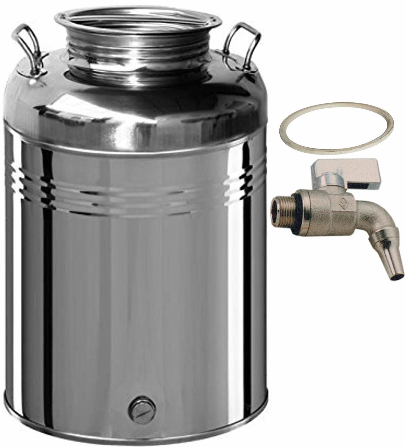 BELVIVERE Contenitore fusto bidone olio Inox 18/10 made in Italy con rubinetto salvagoccia e guarnizione (30 litri)