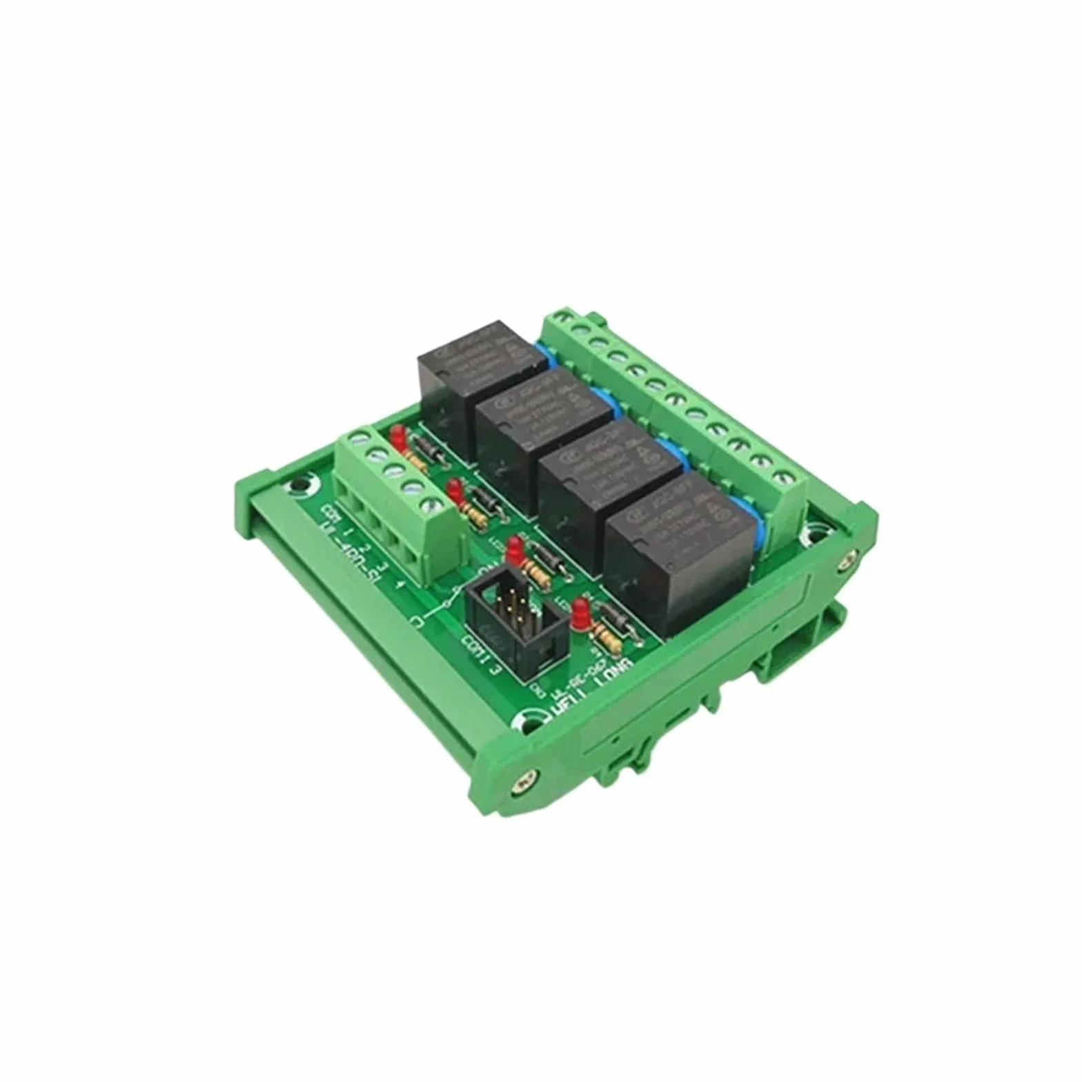 Modulo relè PLC Modulo di interfaccia relè di potenza 12V 15A tipo NPN a 4 canali con montaggio su guida DIN, HF JQC-3FF-12V-1ZS