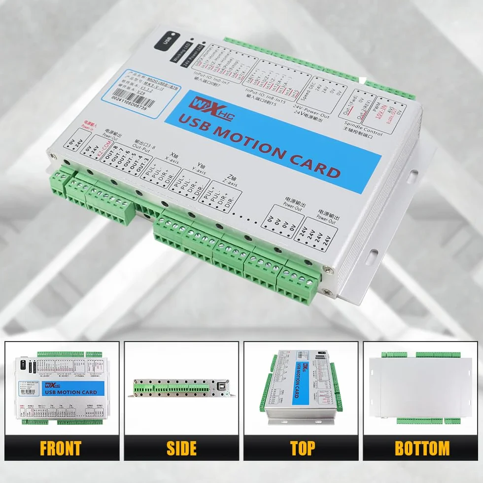 Scheda di controllo del movimento WXHC USB/Ethernet, controller CNC di precisione per motori passo-passo, hobbisti, progetti educativi e piccoli produttori, compatibile MACH3, I/O versatile, facile