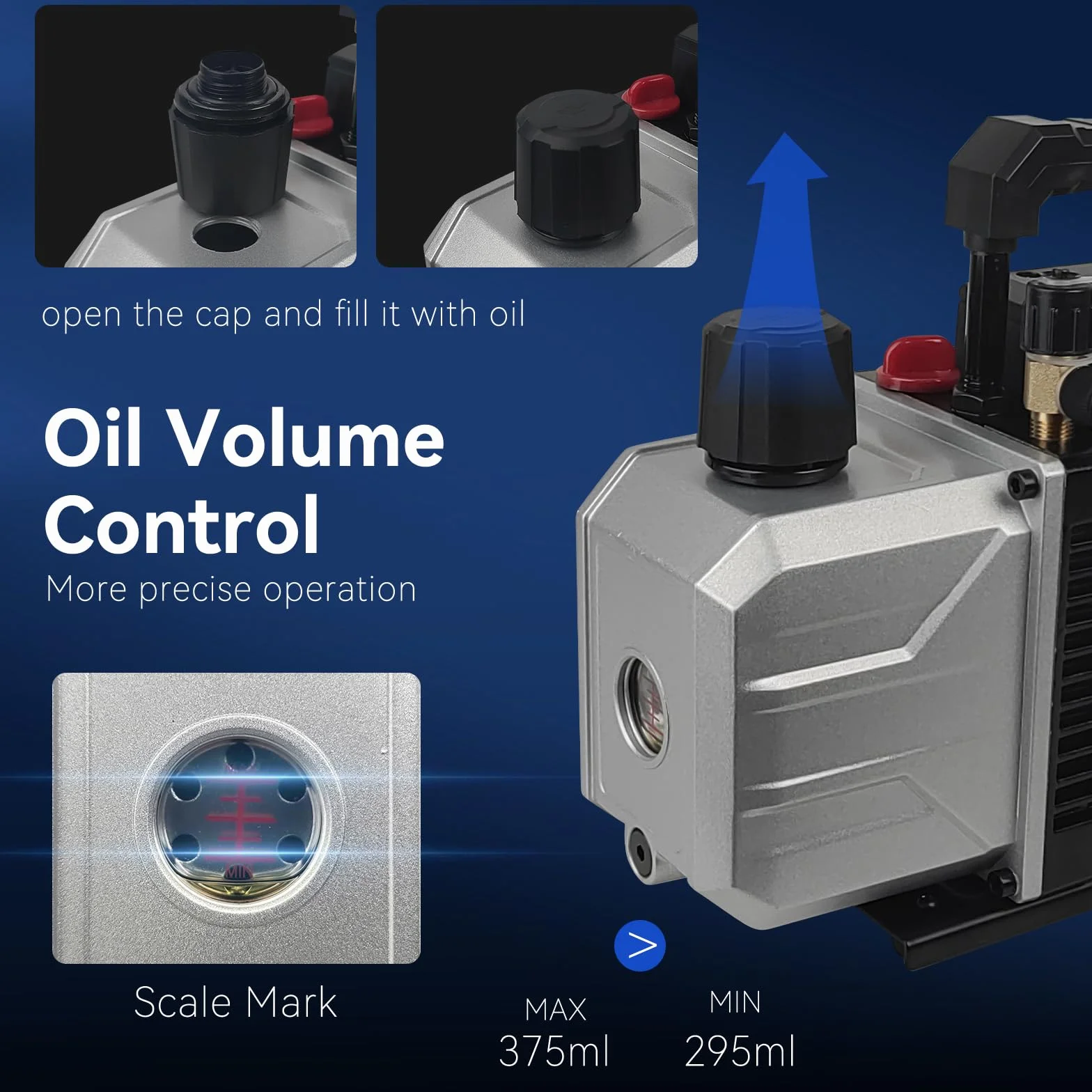 BACOENG 4,5CFM Pompa a Vuoto per Refrigerazione Aria Condizionata, 1/3HP Pompa a Vuoto Monostadio 1440r/min per vuoto ad aria elettrica per auto Sistemi di refrigerazione