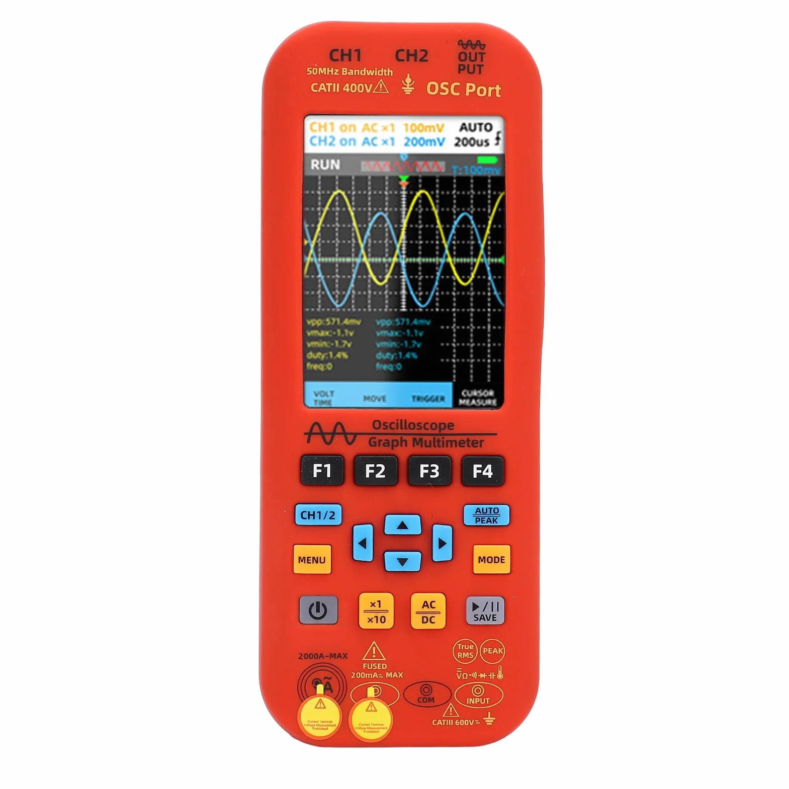 Oscilloscopio Multimetro Generatore di Segnale Oscilloscopio Portatile Digitale a 2 Canali con Copertura Protettiva in Silicone