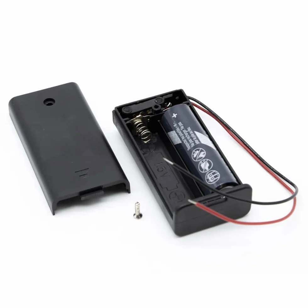 Cablepelado - Portabatterie per 2 batterie LR6 AA con interruttore, nero