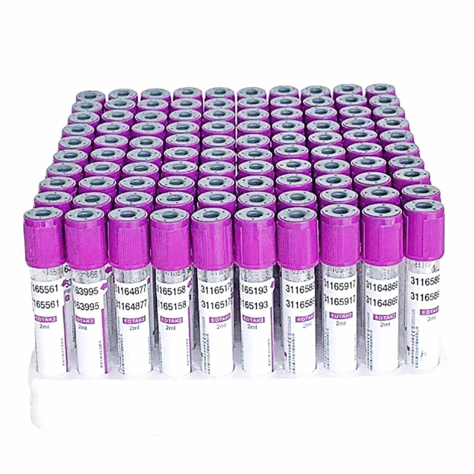 100 Pezzi Provetta per Prelievo Di Sangue Sottovuoto Con Tappo a Vite Viola, Provette per Prelievo Di Sangue in Vetro (2Ml, 3Ml, 5Ml, 10Ml), Per Laboratorio, Separazione Del Siero,3ML