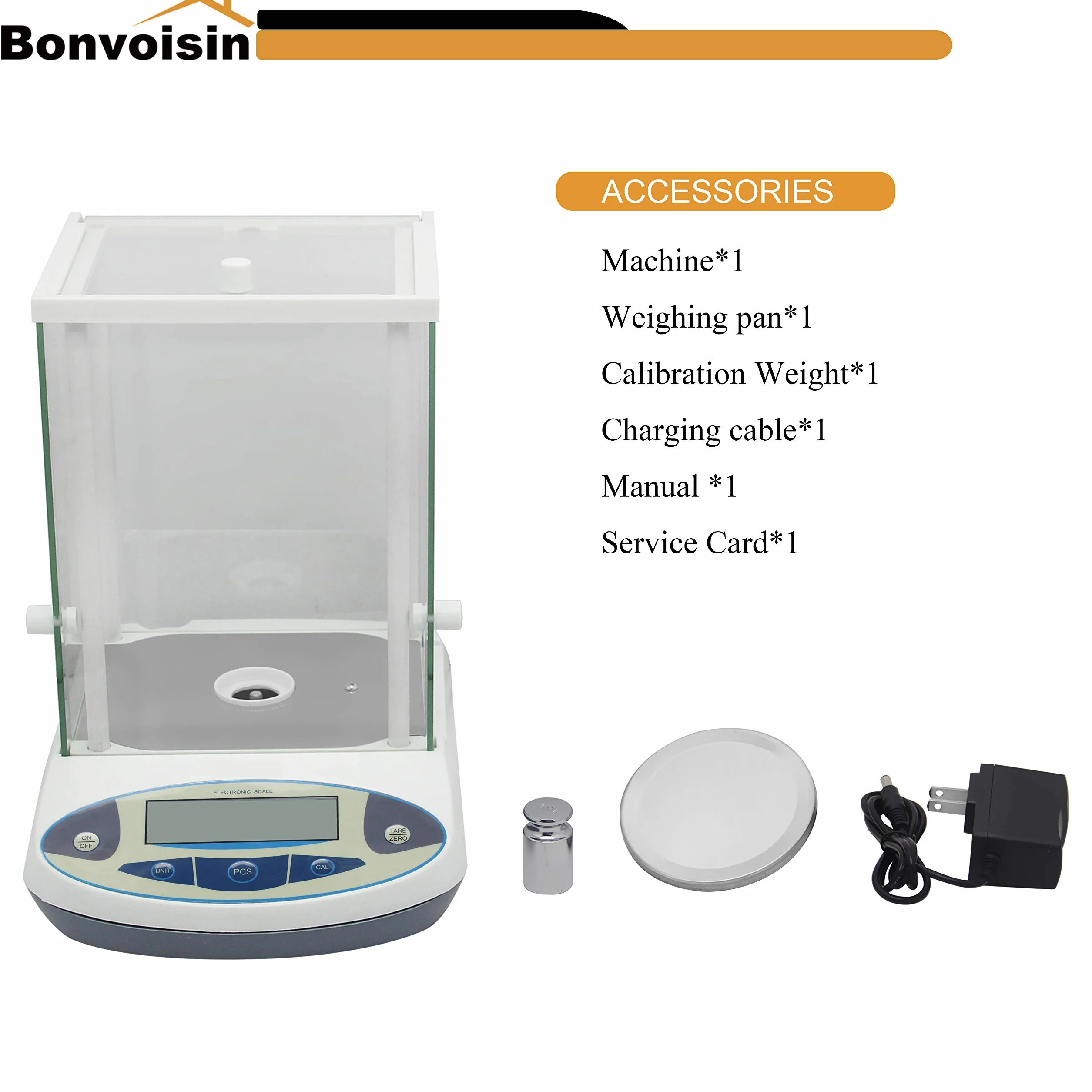 Bonvoisin Bilancia da laboratorio da 1 mg Bilancia analitica di precisione Bilancia elettronica digitale da 0,001 g Bilancia analitica Bilancia scientifica con parabrezza (500 g, 1 mg)