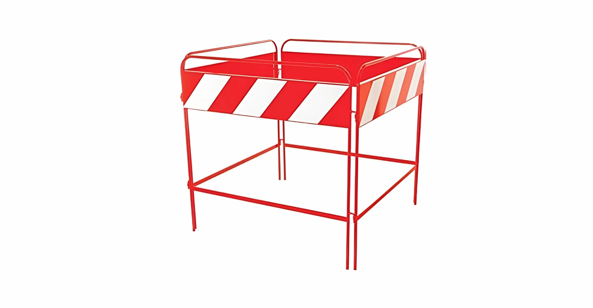 Barriera di recinzione stradale per chiusini tipo quadilatero strisce bianco rosse 100x100 cm certificata classe 1 fig.402
