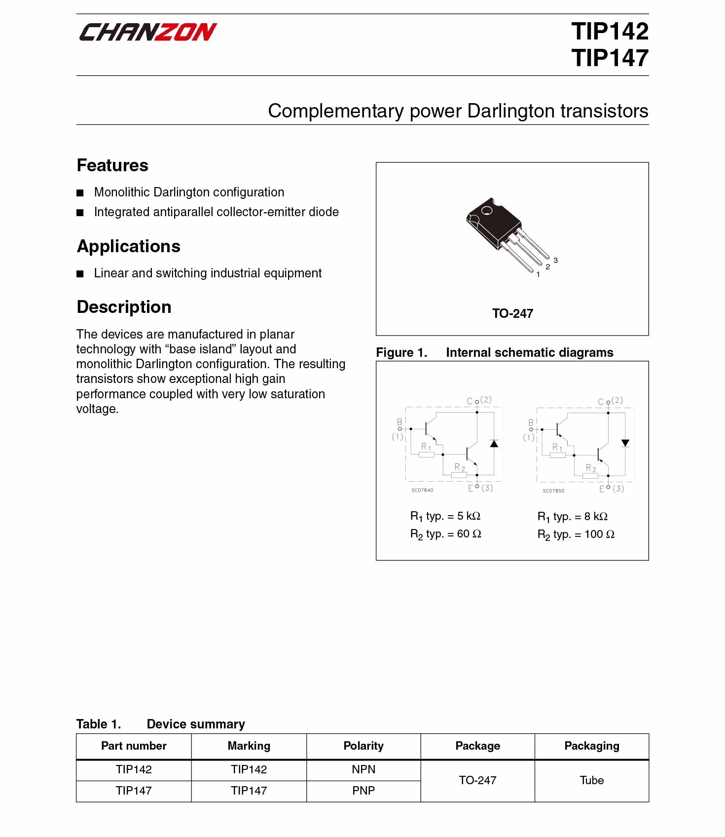 Chanzon 10 pezzi TIP142 TO-220 Potenza PNP Darlington Transistor 10A