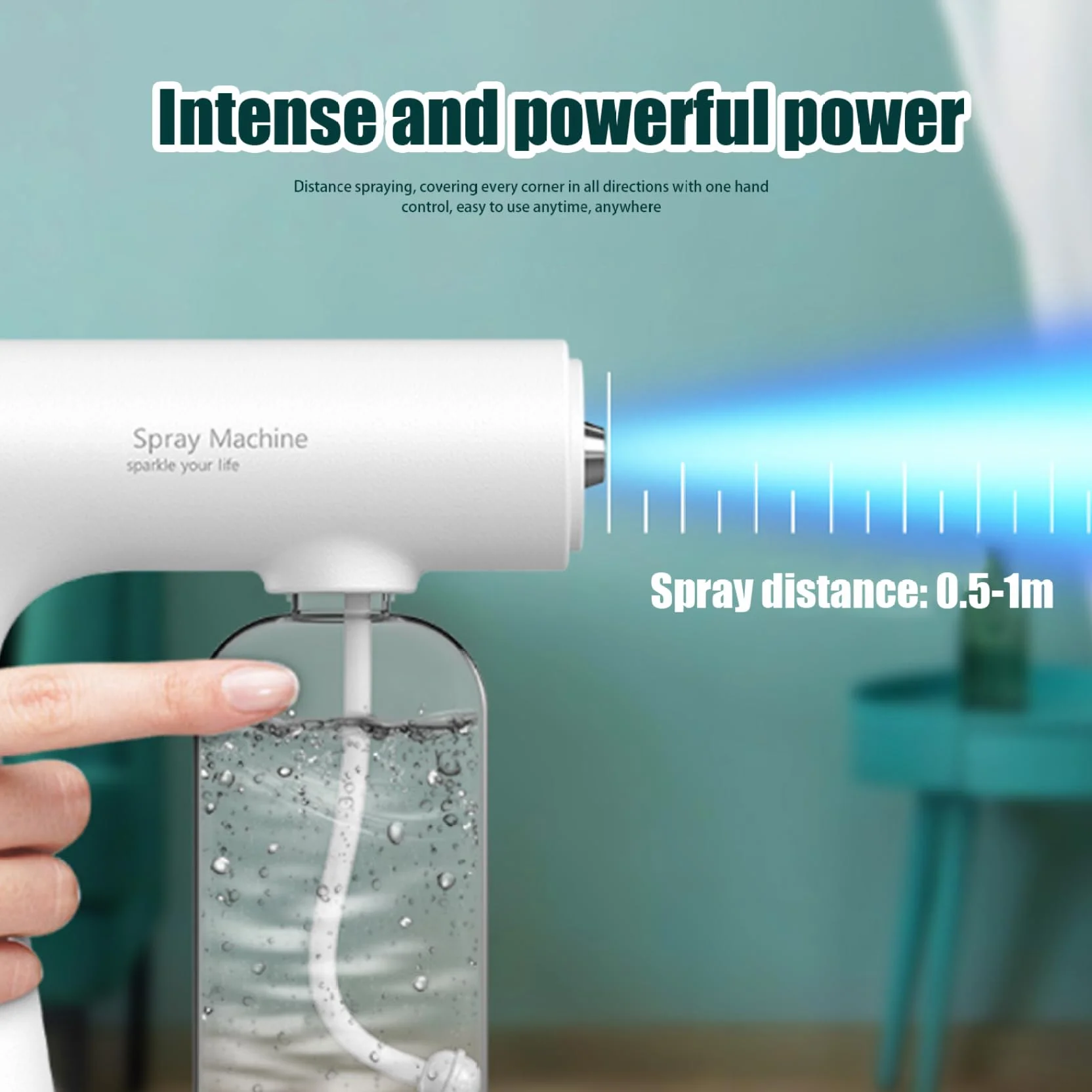 Spruzzatore per atomizzatore con luce blu, nechger da 350 ml di disinfezione da 350 ml, macchina da fogger regolabile a 2 modalità, spruzzatore elettrostatico ricaricabile per cucina, bagno, nego