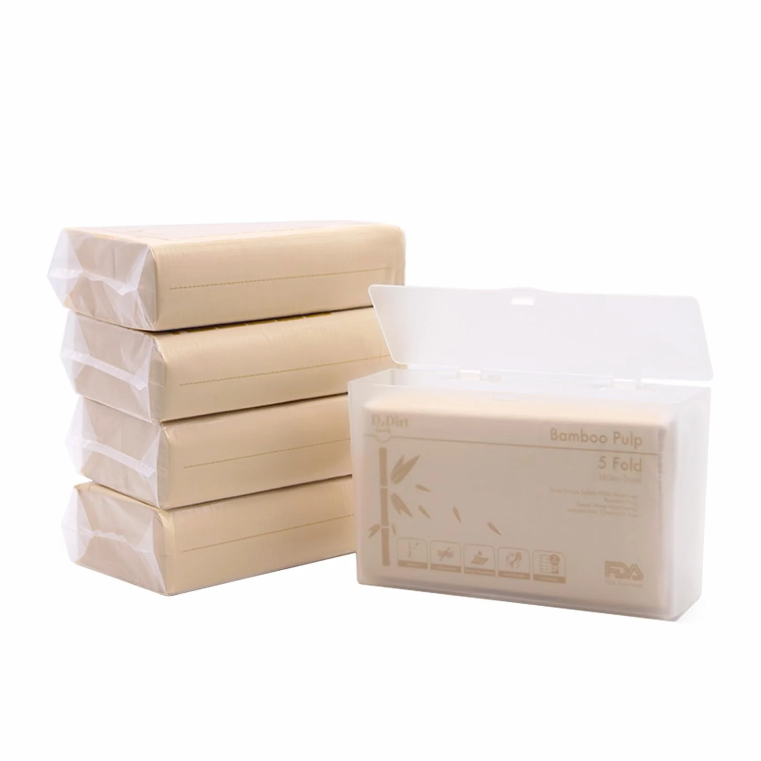 DrDirt Asciugamani di carta bambù multipiega, 5 pieghe, morbidi, assorbenti per bagno, casa, cucina