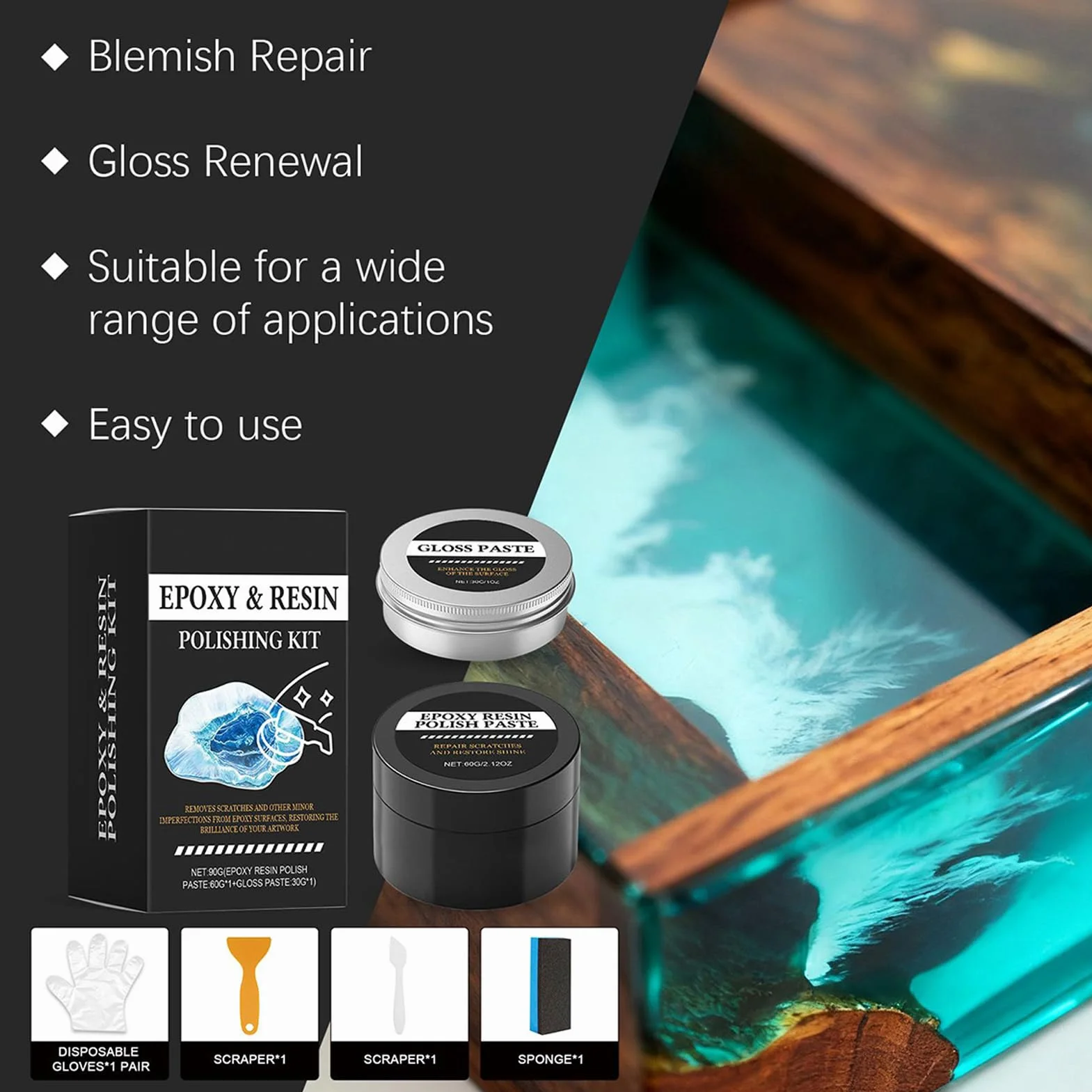 Kit Per Lucidare Resina Epossidica | Ripristina La Lucentezza Elevata | Kit Lucidatura Resina Per Graffi - Per Progetti Artistici Decorazione Modelli Appassionati Di Fai Da Te