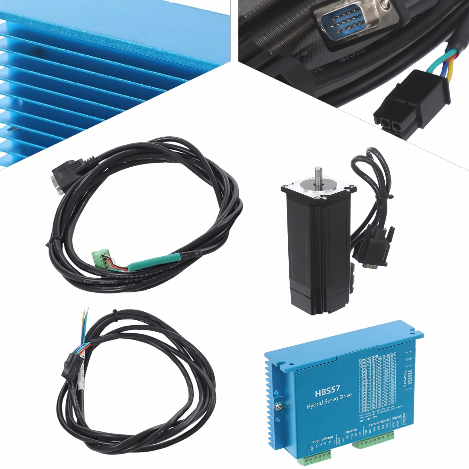 Motore passo-passo Driver HBS57, Closed Loop CNC Stepper Motor Driver + Motore 57HBS30, 3.6Nm, DC24-60V