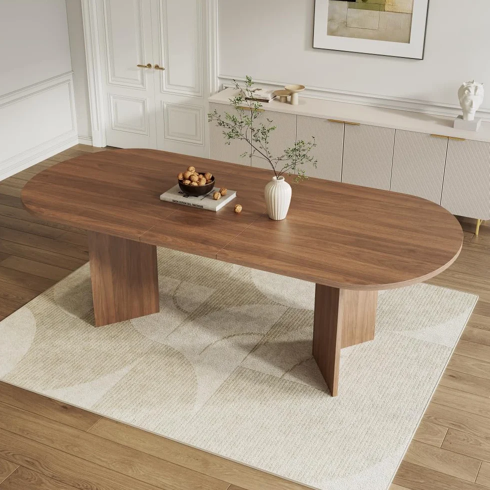 Muskel Tavolo da pranzo ovale allungabile 160 – 200 x 90 cm, moderno tavolo da pranzo adatto per 4 – 8 persone, robusto tavolo da cucina, tavolo ispessito salvaspazio (noce, 160 – 200 cm)